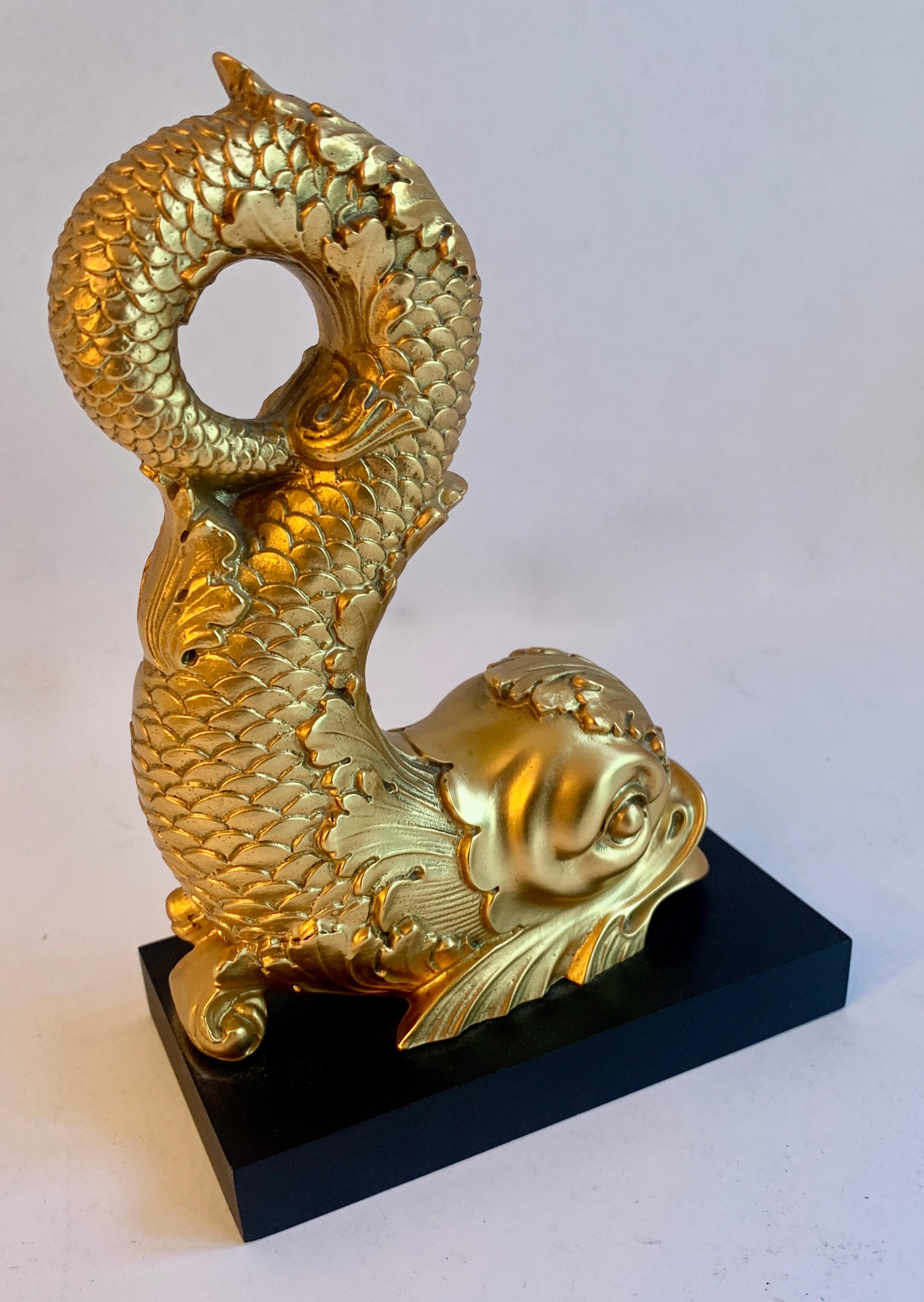 Neoclassical Gilt Dolphin Bookend Paperweight