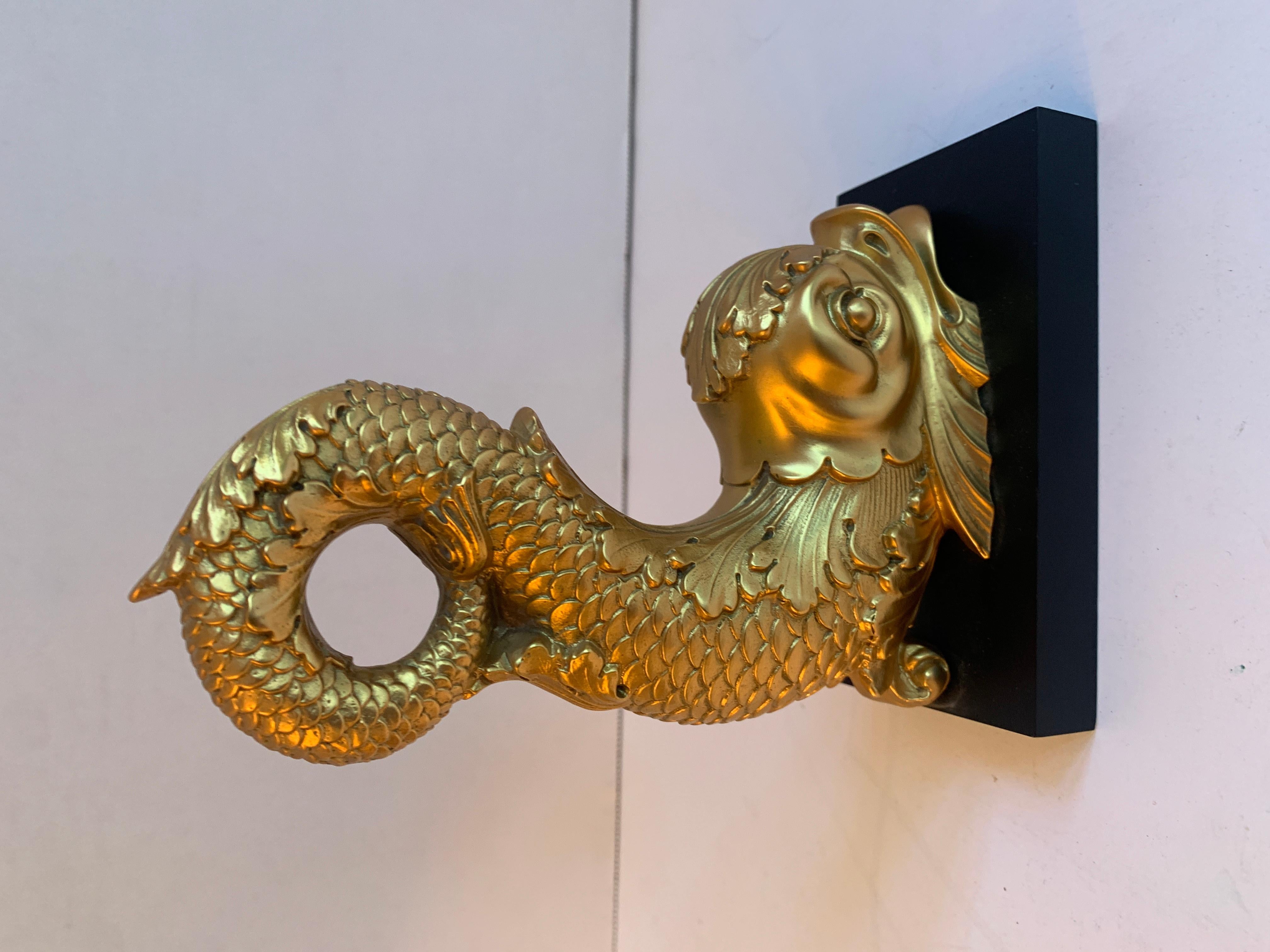 Gilt Dolphin Bookend Paperweight In Good Condition In Los Angeles, CA