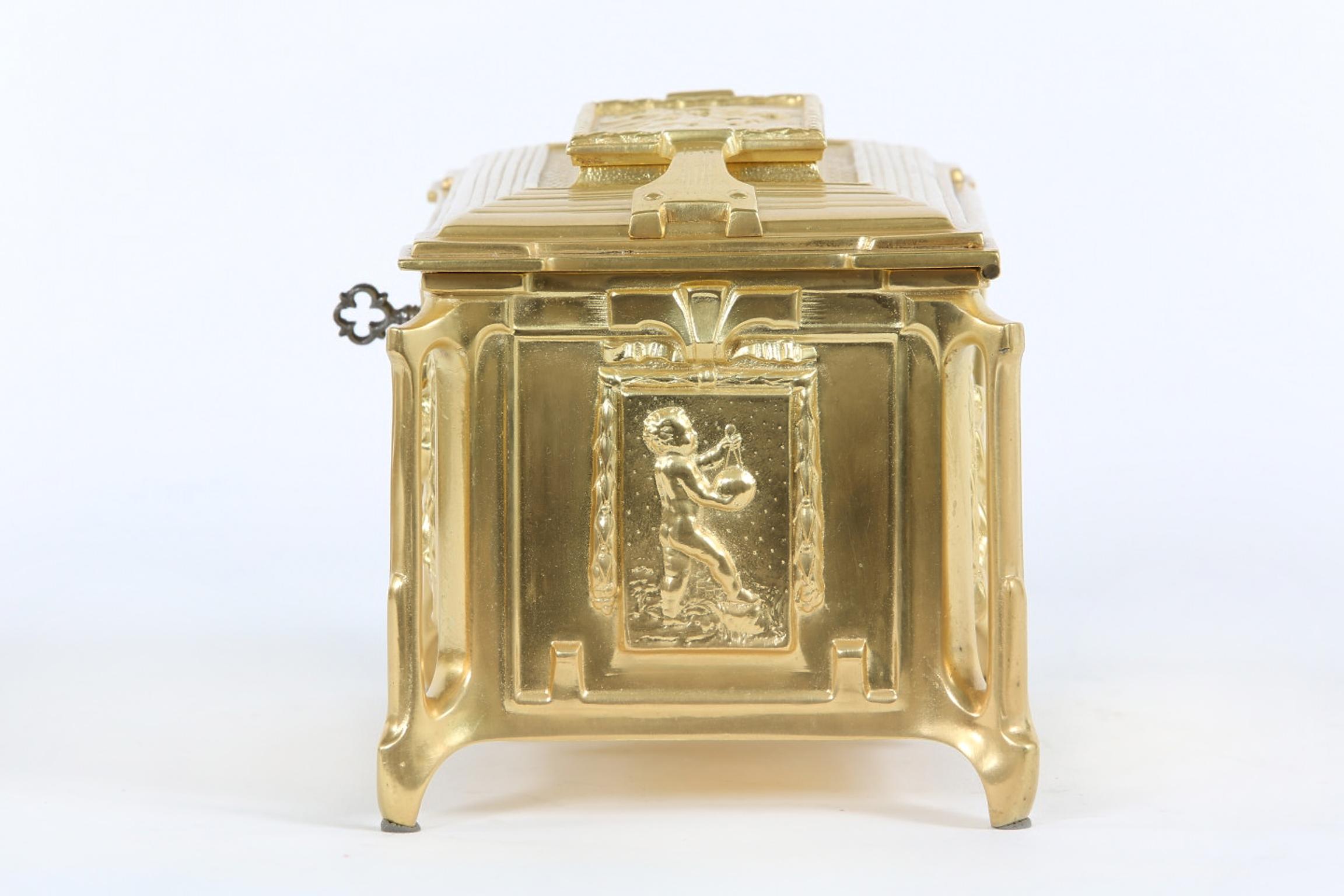 Empire Gilt Dore Bronze Metal Footed Covered Box