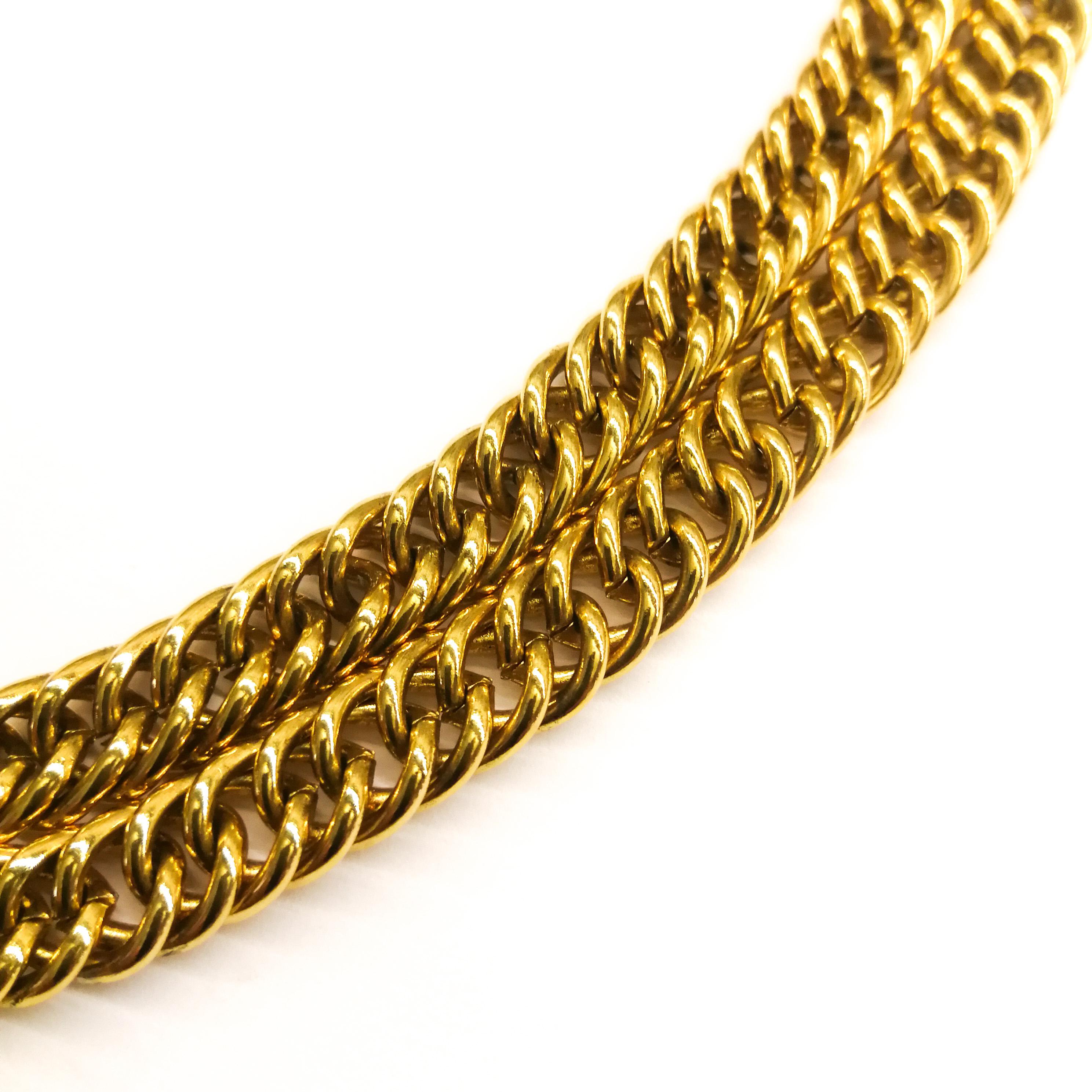 Women's Gilt double row chain necklace, with iconic 'lion head' motif , Chanel, 1980s