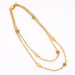 Gilt & Enamel Fabergé Egg Station Necklace By Joan Rivers, 1990s