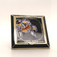 Gilt Enamel Iris Compact