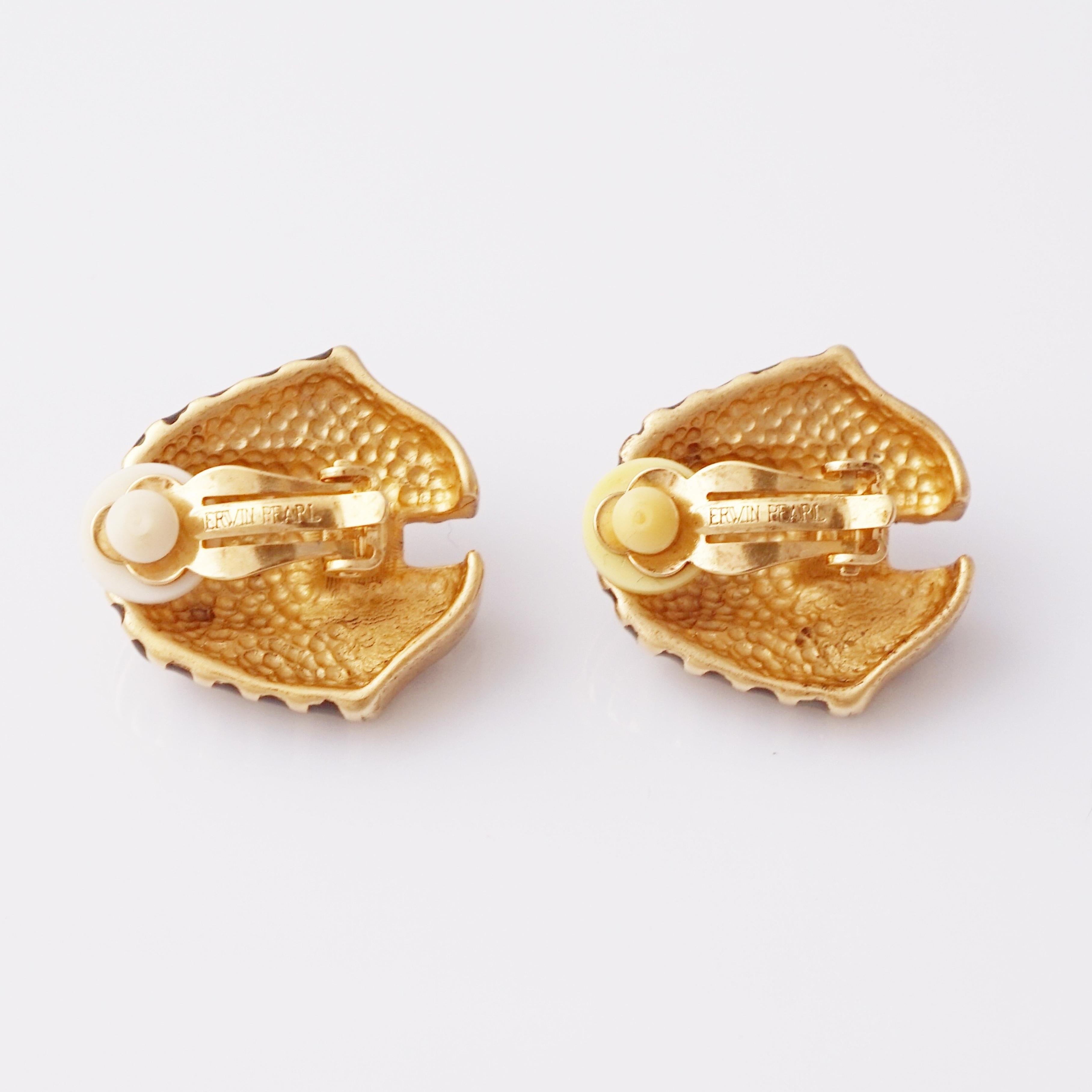 De las mujeres Gilt & Enamel King Tut Earrings By Erwin Pearl, 1970s en venta