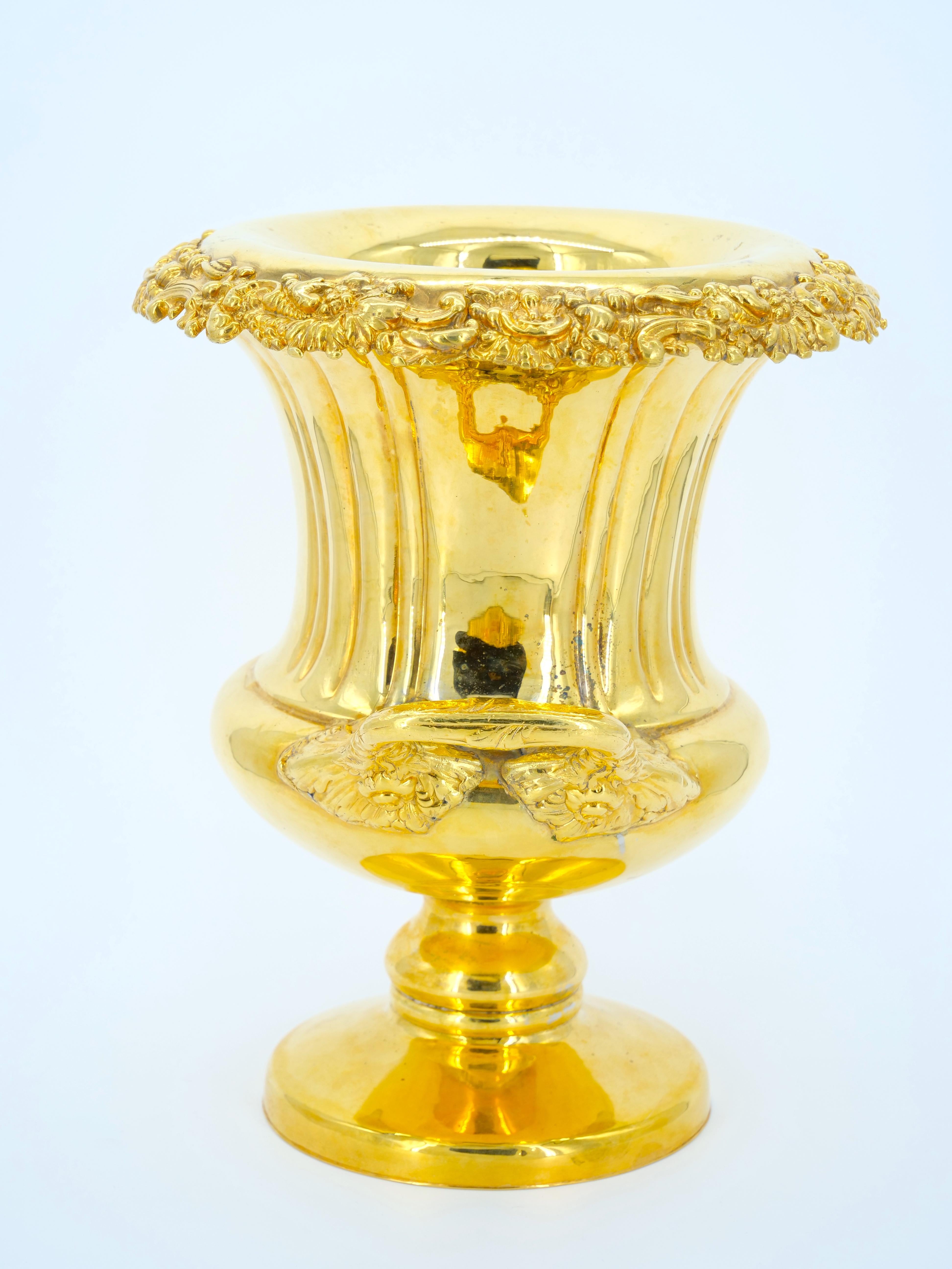 Vase Campana en métal argenté et doré Refroidisseur à vin / seau à glace en vente 3