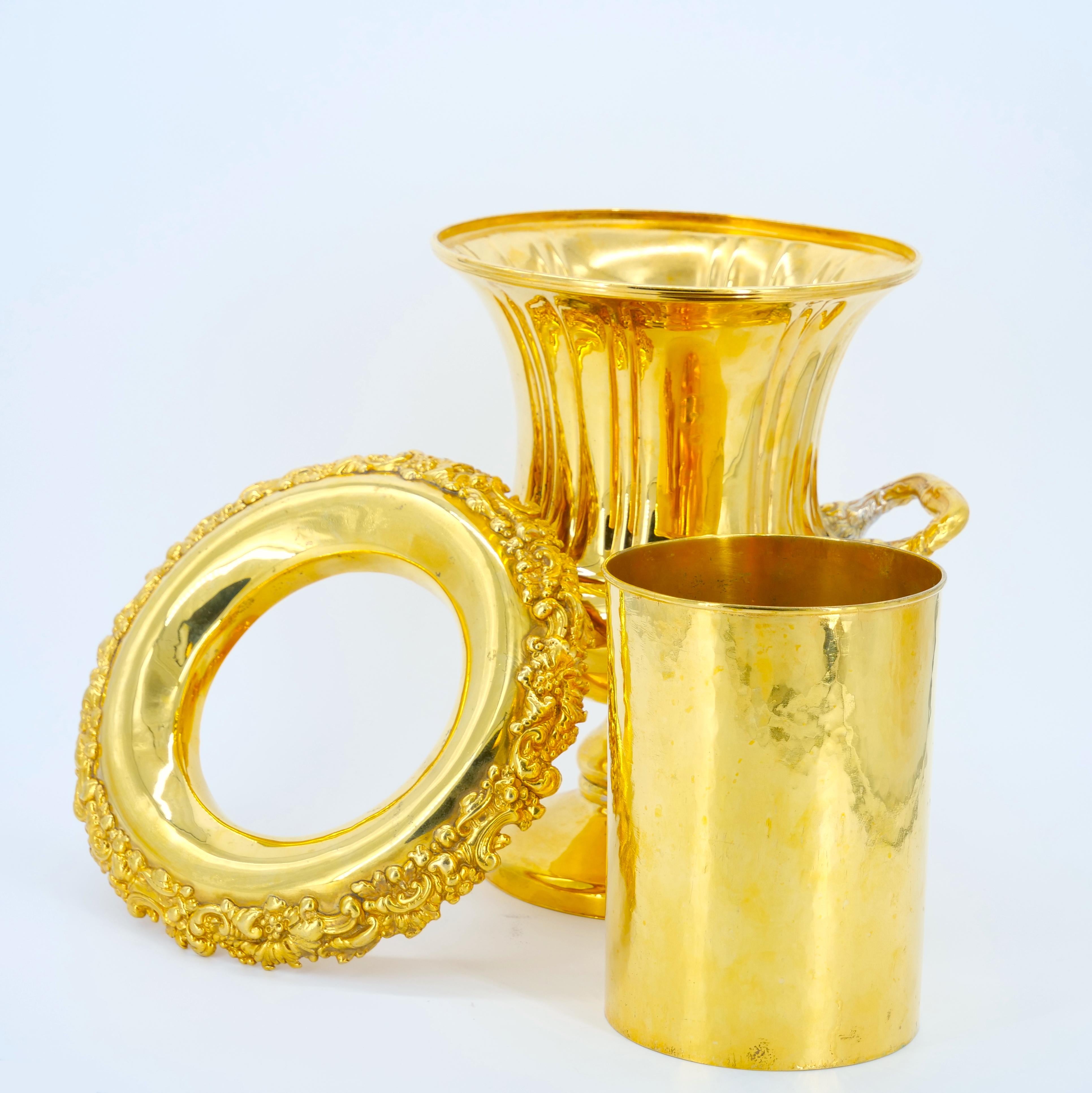 Vase Campana en métal argenté et doré Refroidisseur à vin / seau à glace en vente 8