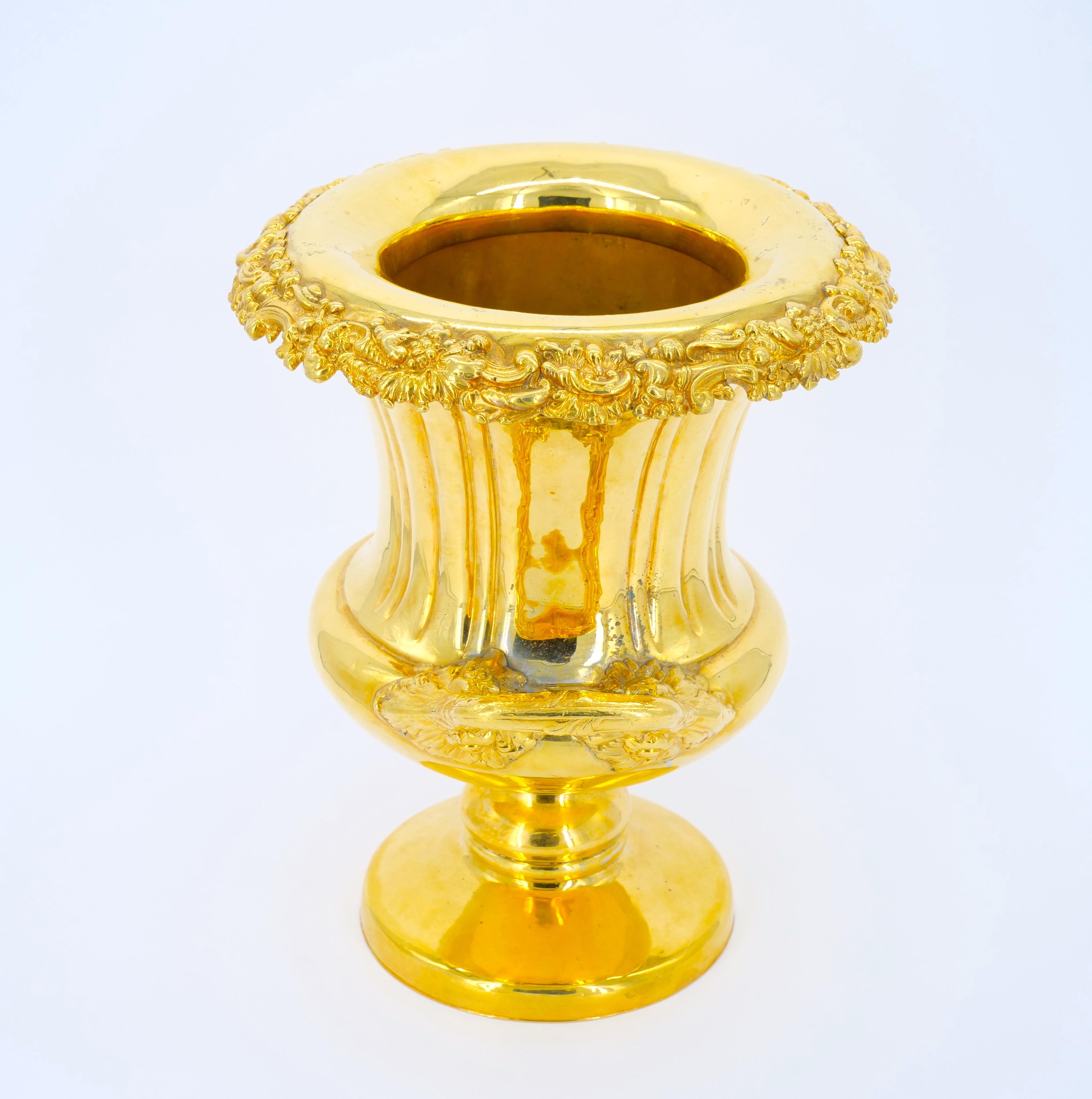 Vase Campana en métal argenté et doré Refroidisseur à vin / seau à glace en vente 1