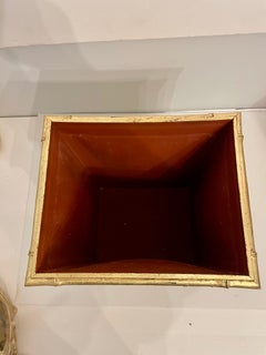 Gilt Faux Bamboo & Faux Caning Trash Can