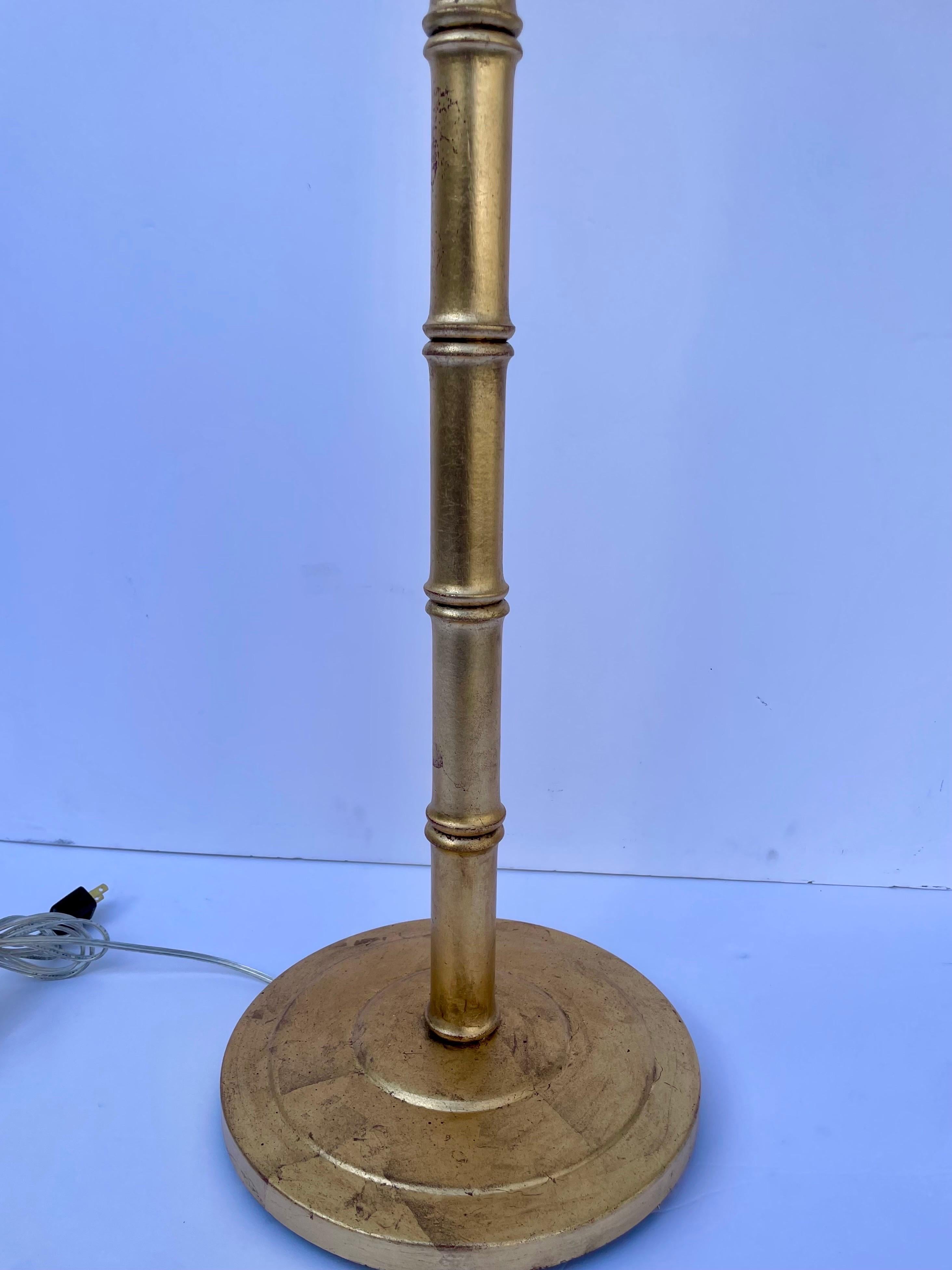 20th Century Gilt Faux Bamboo Floor Lamp For Sale