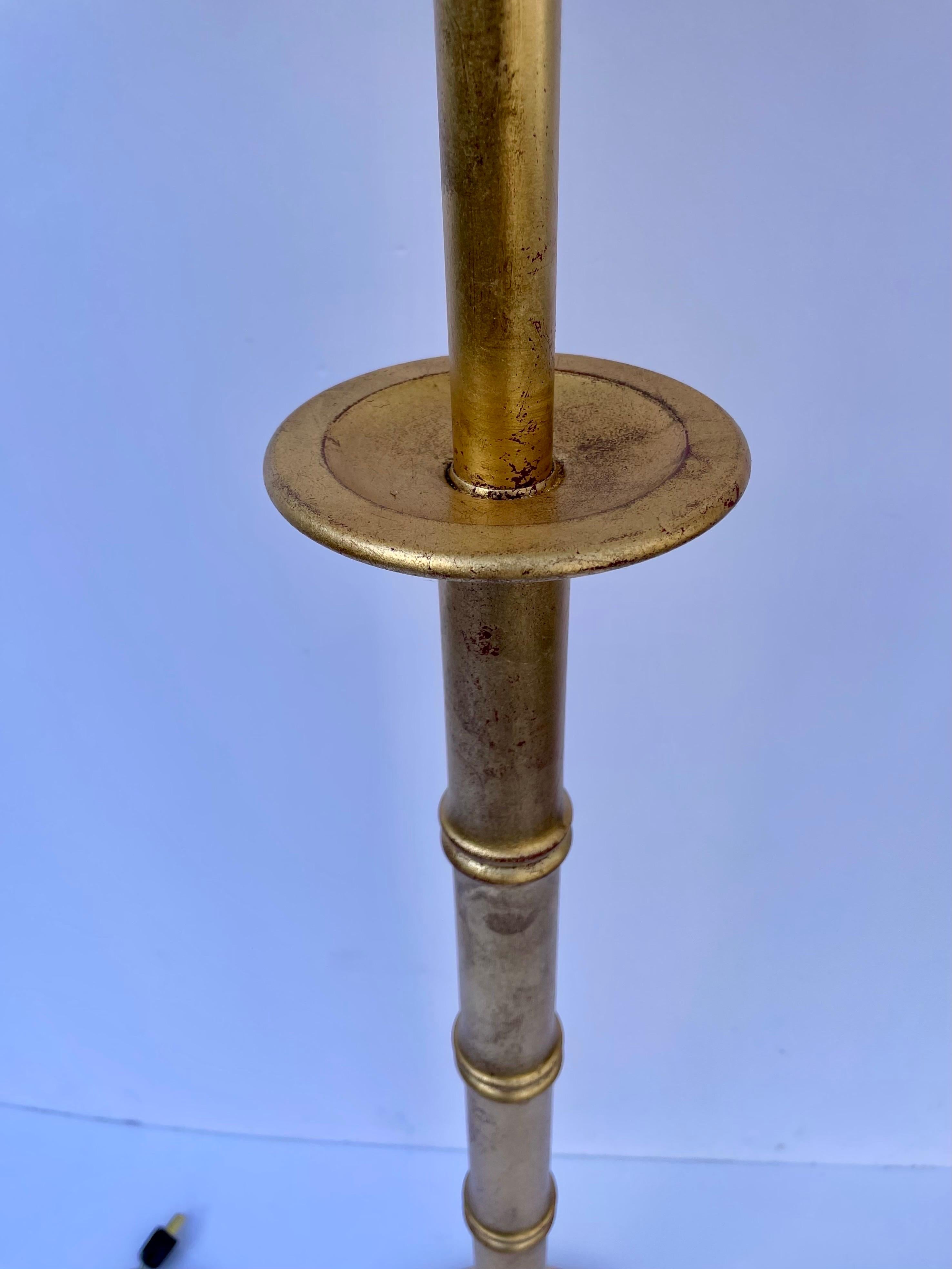 Iron Gilt Faux Bamboo Floor Lamp For Sale
