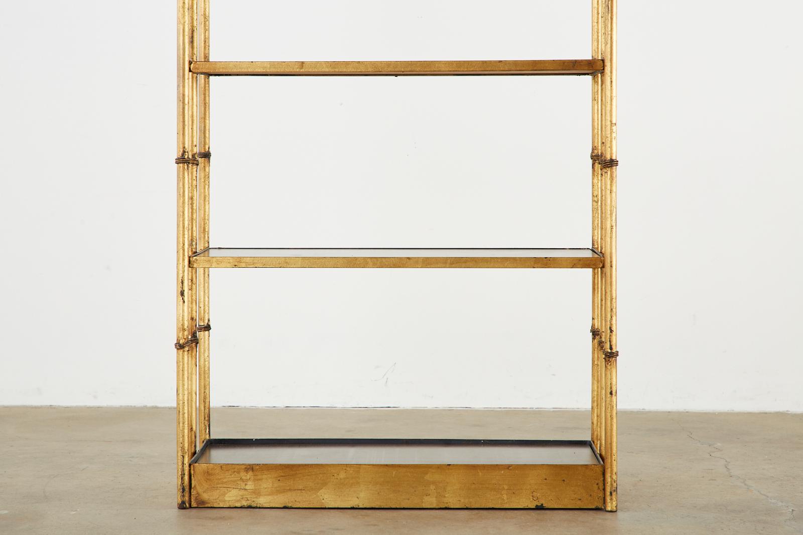 Gilt Faux Bamboo Iron Etagere Display Shelves 5