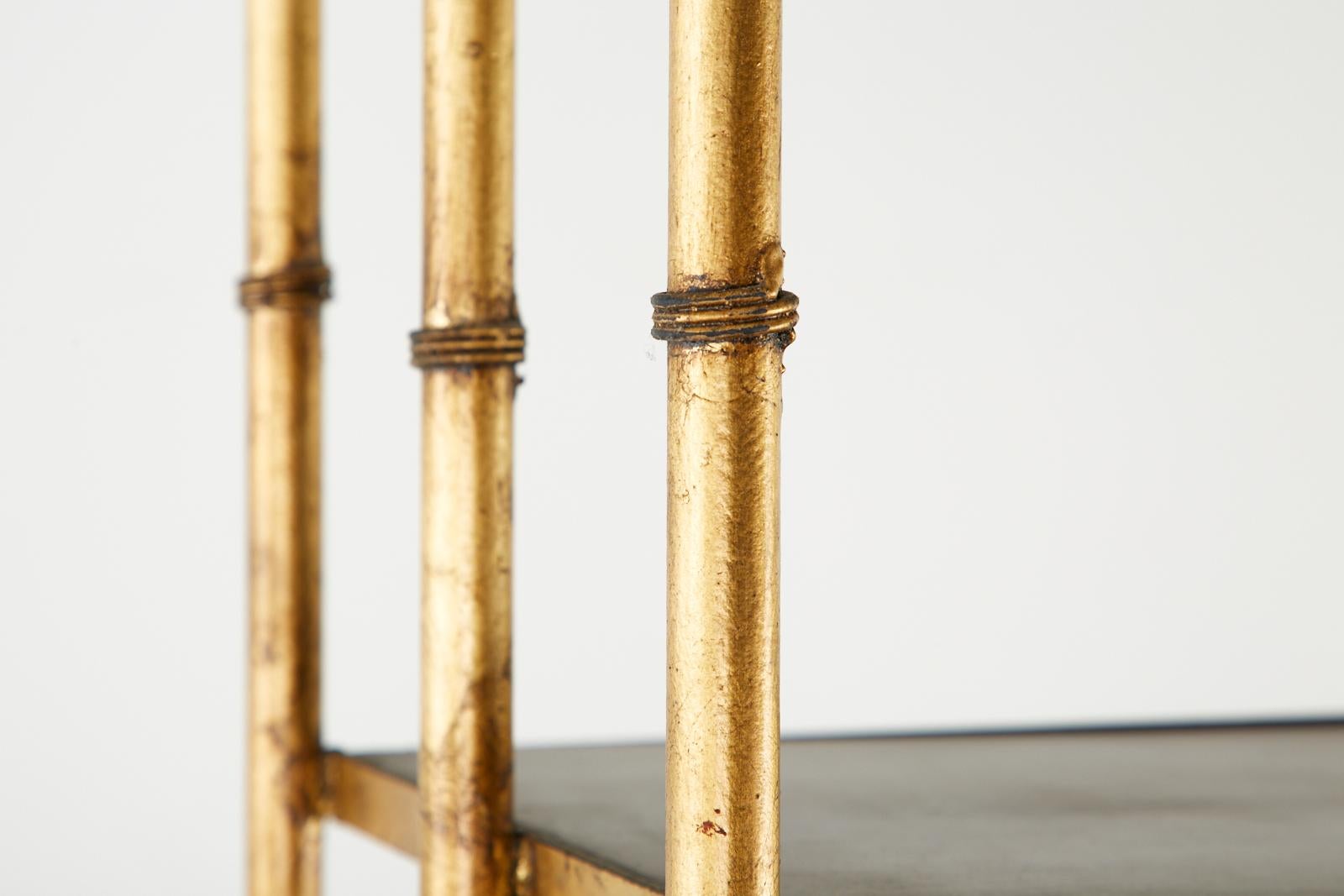 Gilt Faux Bamboo Iron Etagere Display Shelves 10