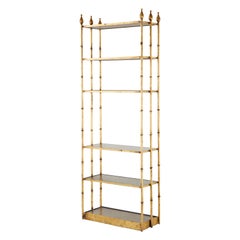 Gilt Faux Bamboo Iron Etagere Display Shelves