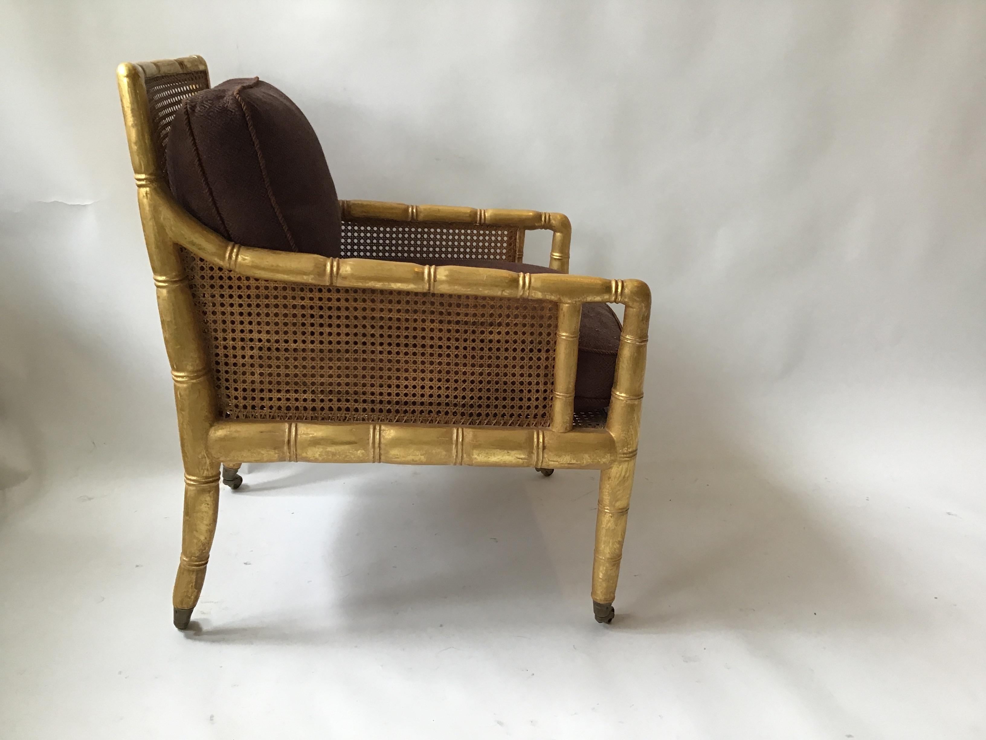 Wood Gilt Faux Bamboo Lounge Chair