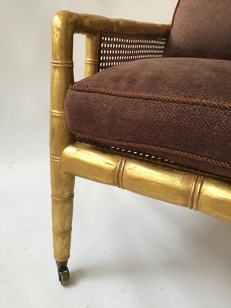 Gilt Faux Bamboo Lounge Chair For Sale at 1stDibs