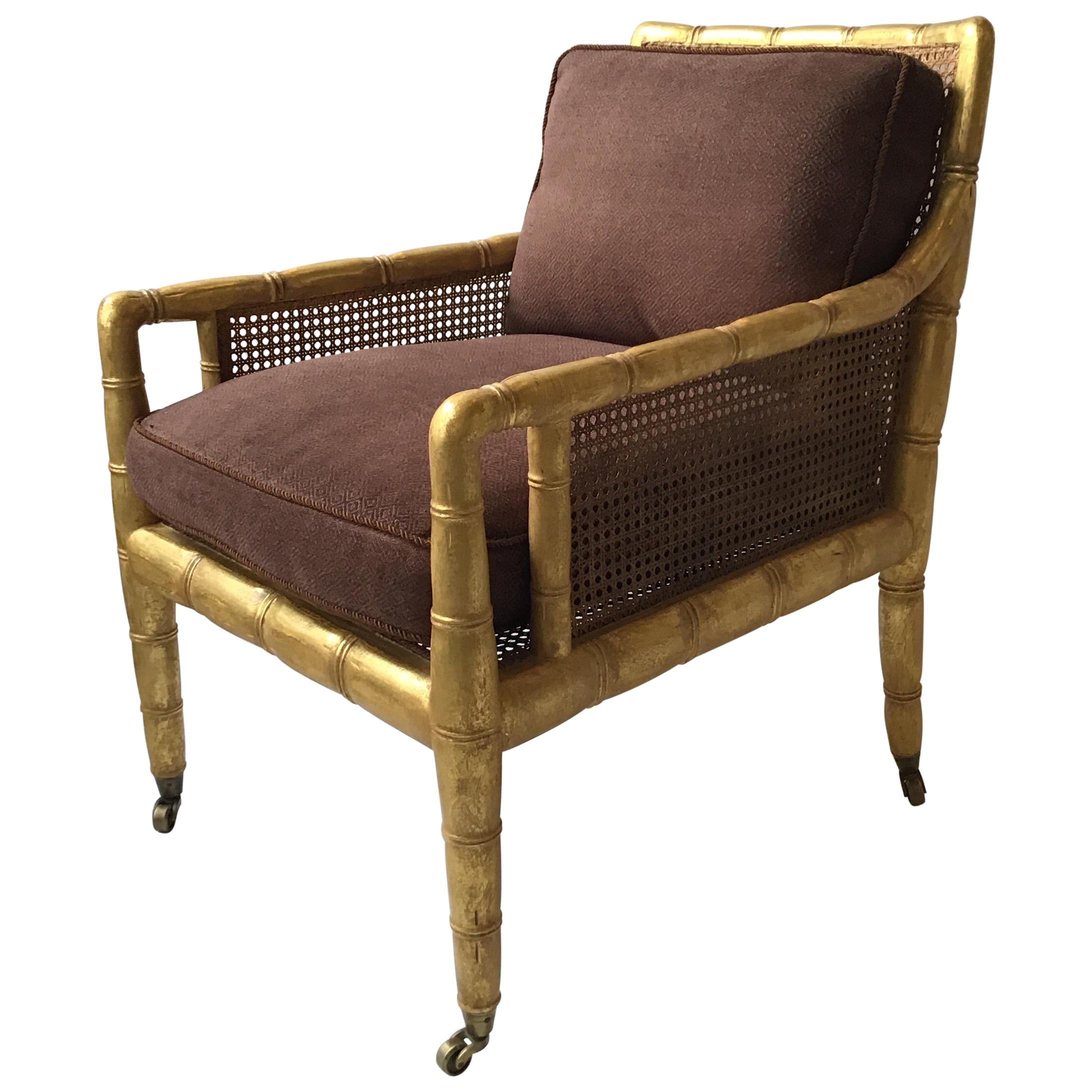 Gilt Faux Bamboo Lounge Chair