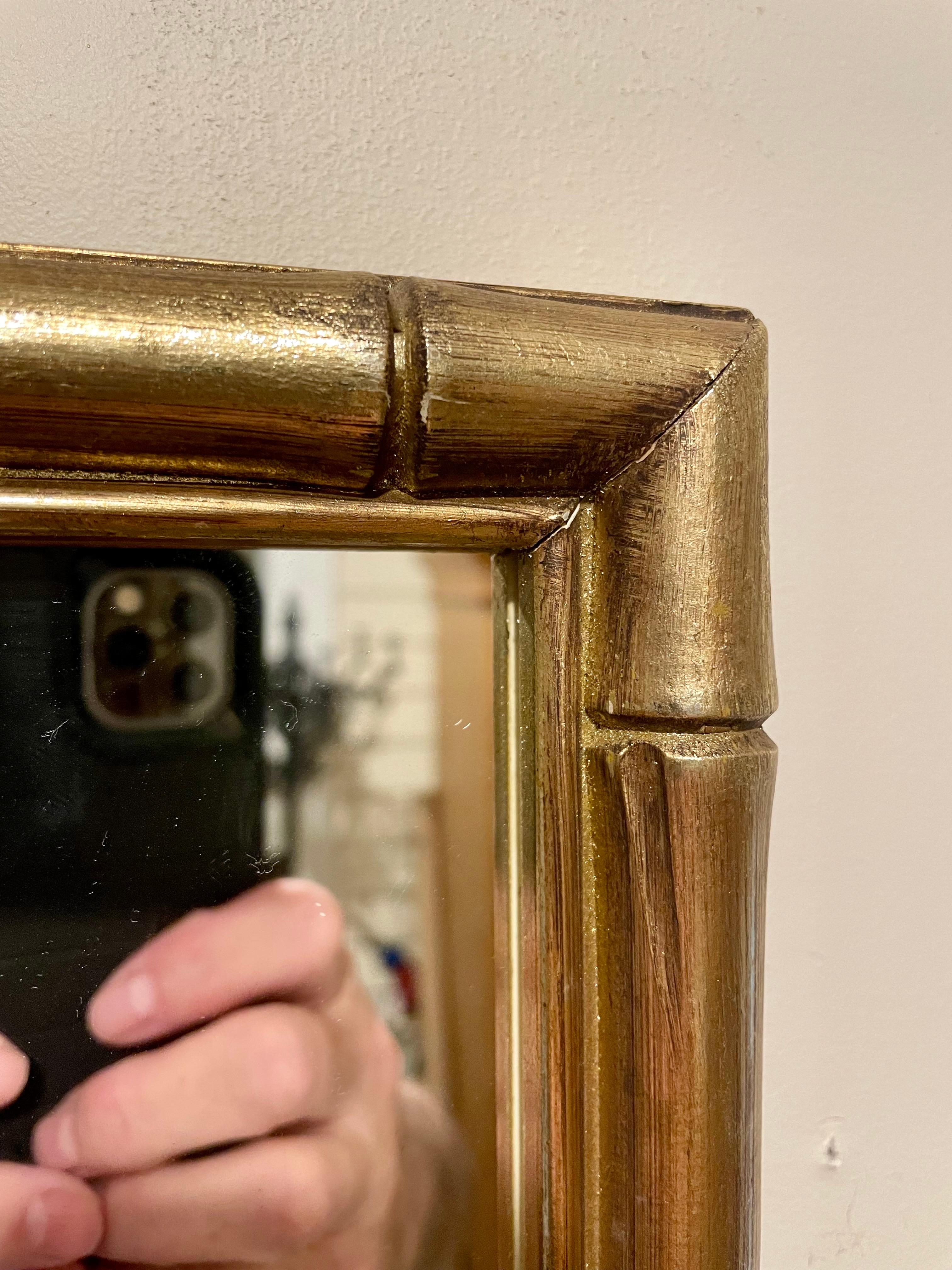 Hollywood Regency Miroir en faux bambou doré