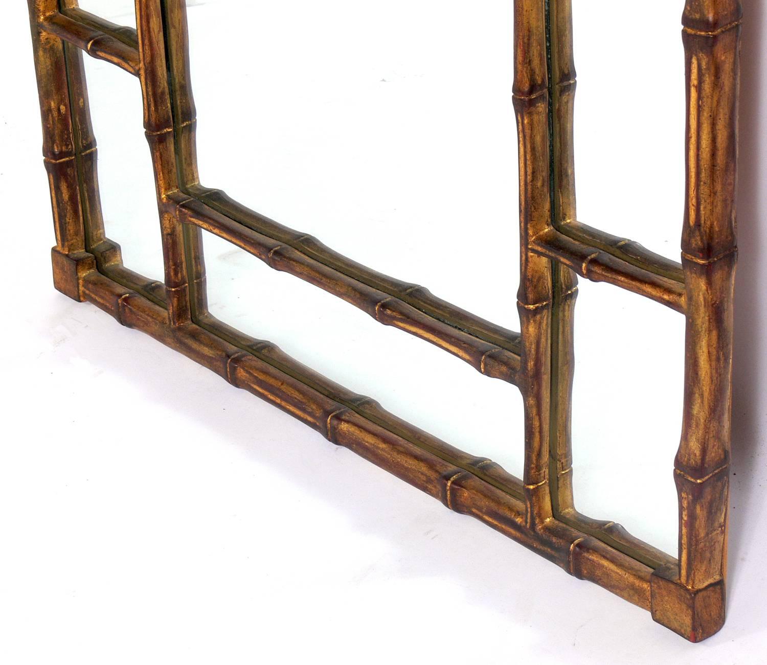 American Gilt Faux Bamboo Mirror For Sale