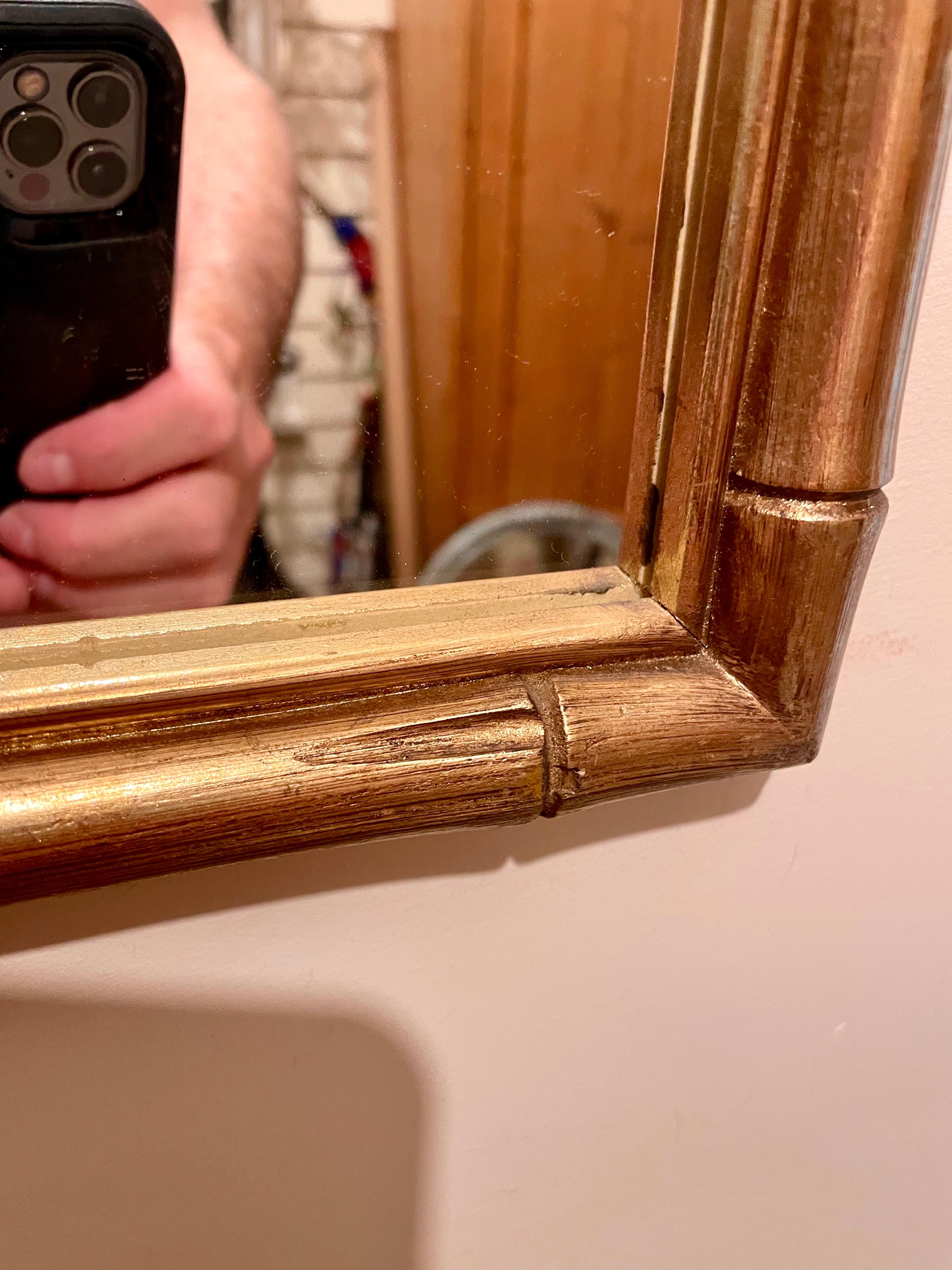 Inconnu Miroir en faux bambou doré