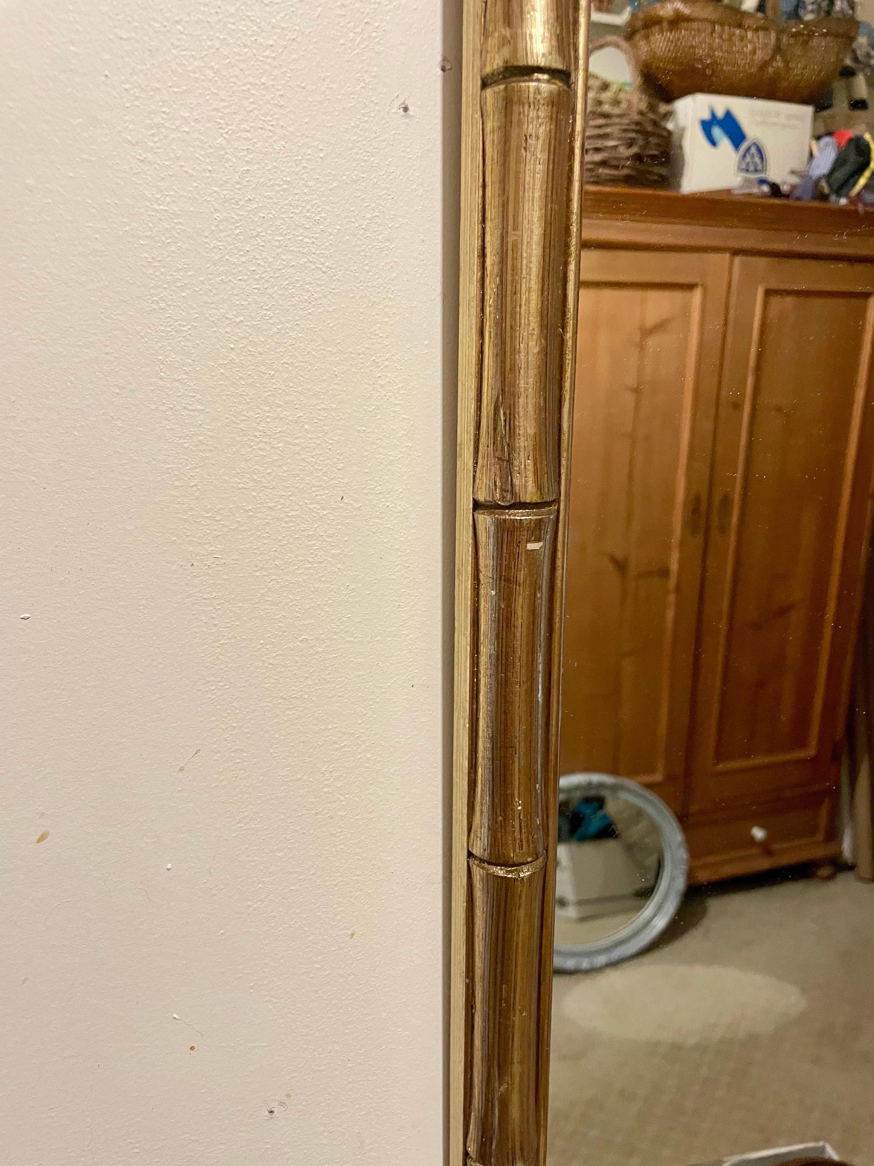 Fin du 20e siècle Miroir en faux bambou doré