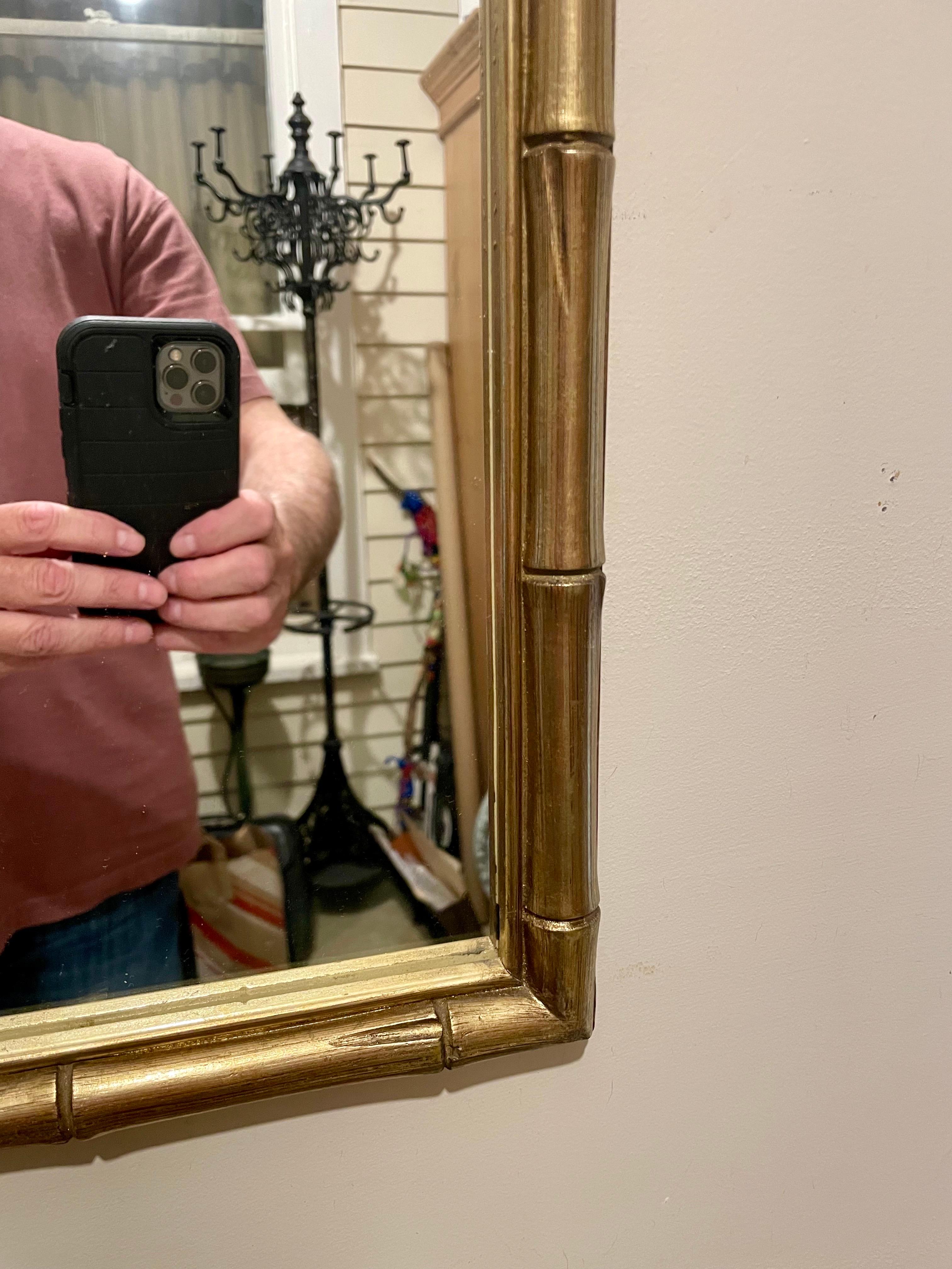  Gilt Faux Bamboo Mirror For Sale 2
