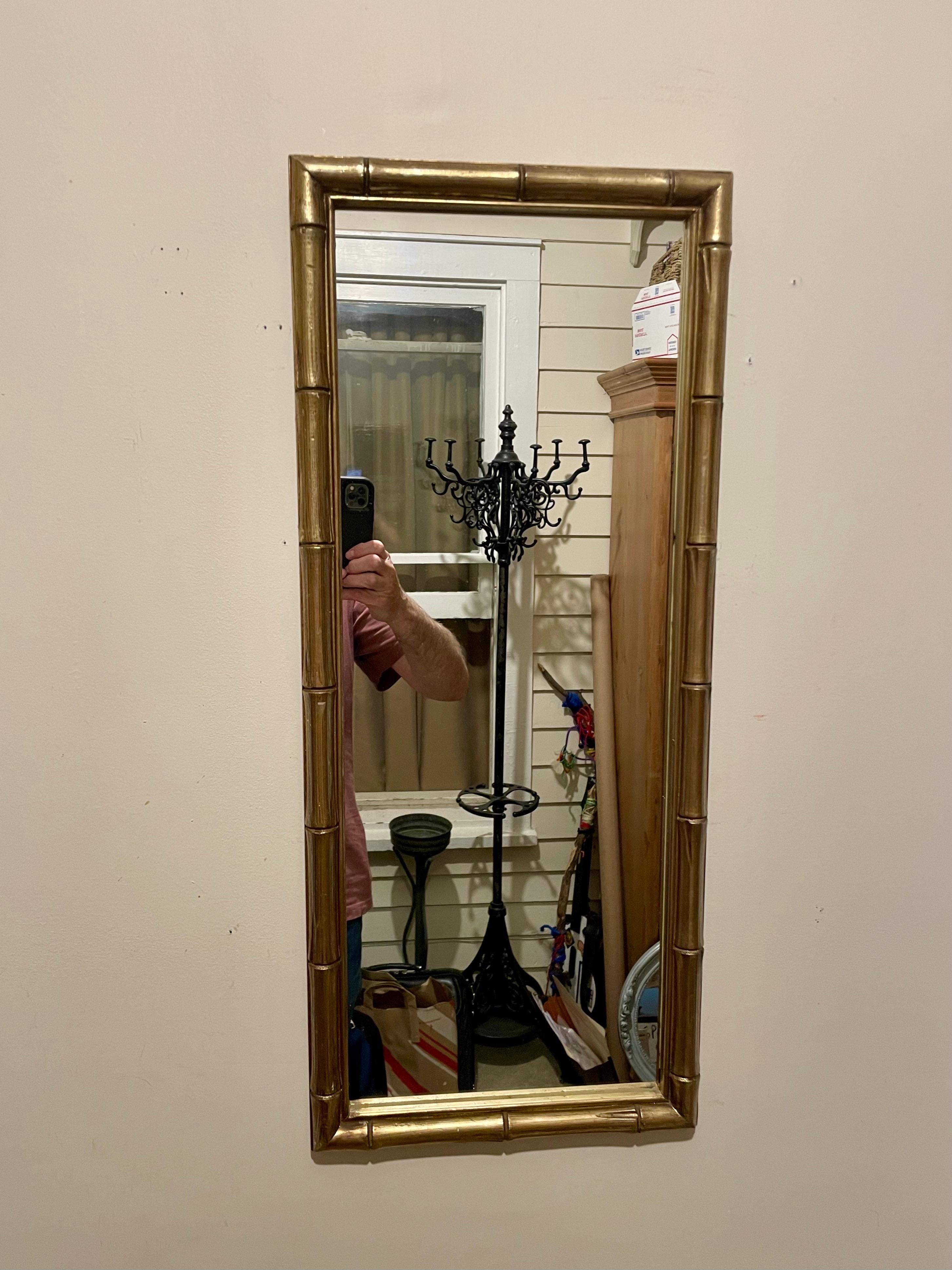 Miroir en faux bambou doré 2