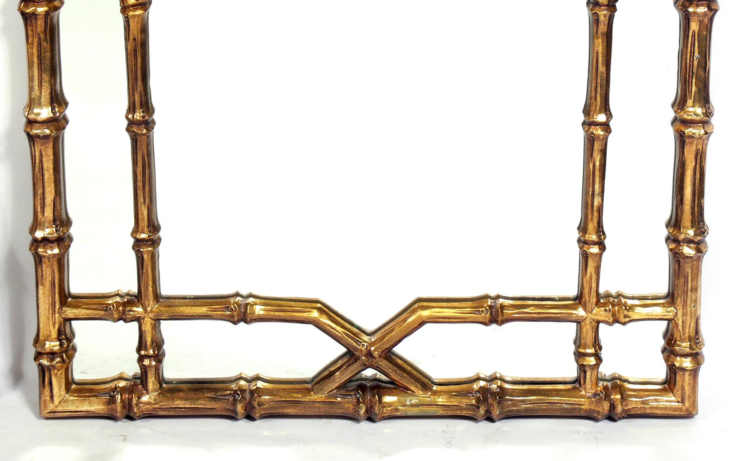 Hollywood Regency Gilt Faux Bamboo Mirrors, circa 1950s