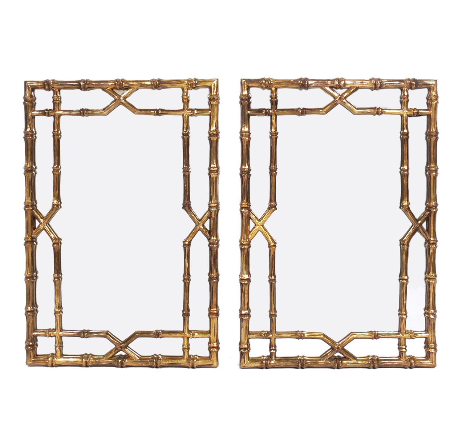 Gilt Faux Bamboo Mirrors, circa 1950s