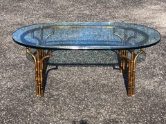 Gilt Faux Bamboo Oval Coffee Table