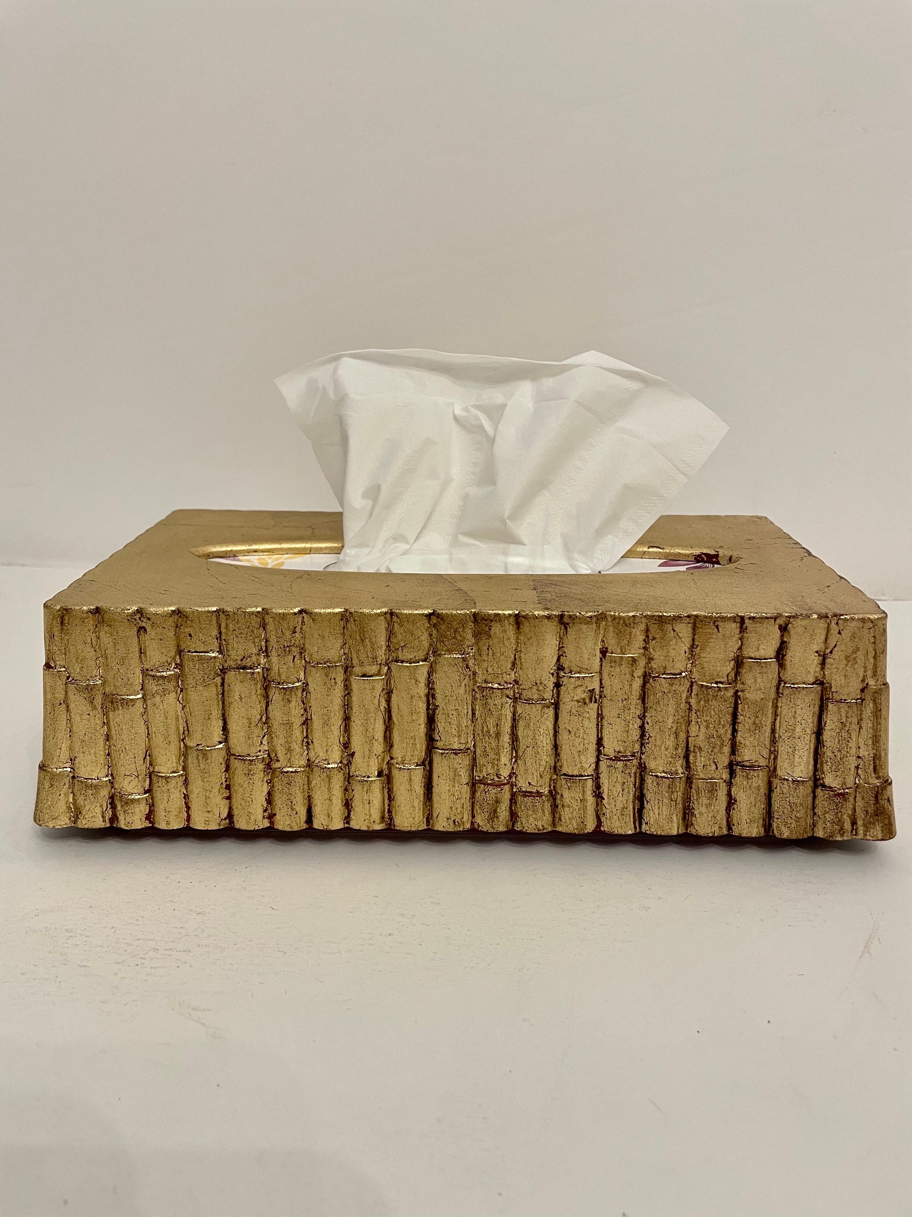 Gilt Faux Bamboo Tissue Box For Sale 5