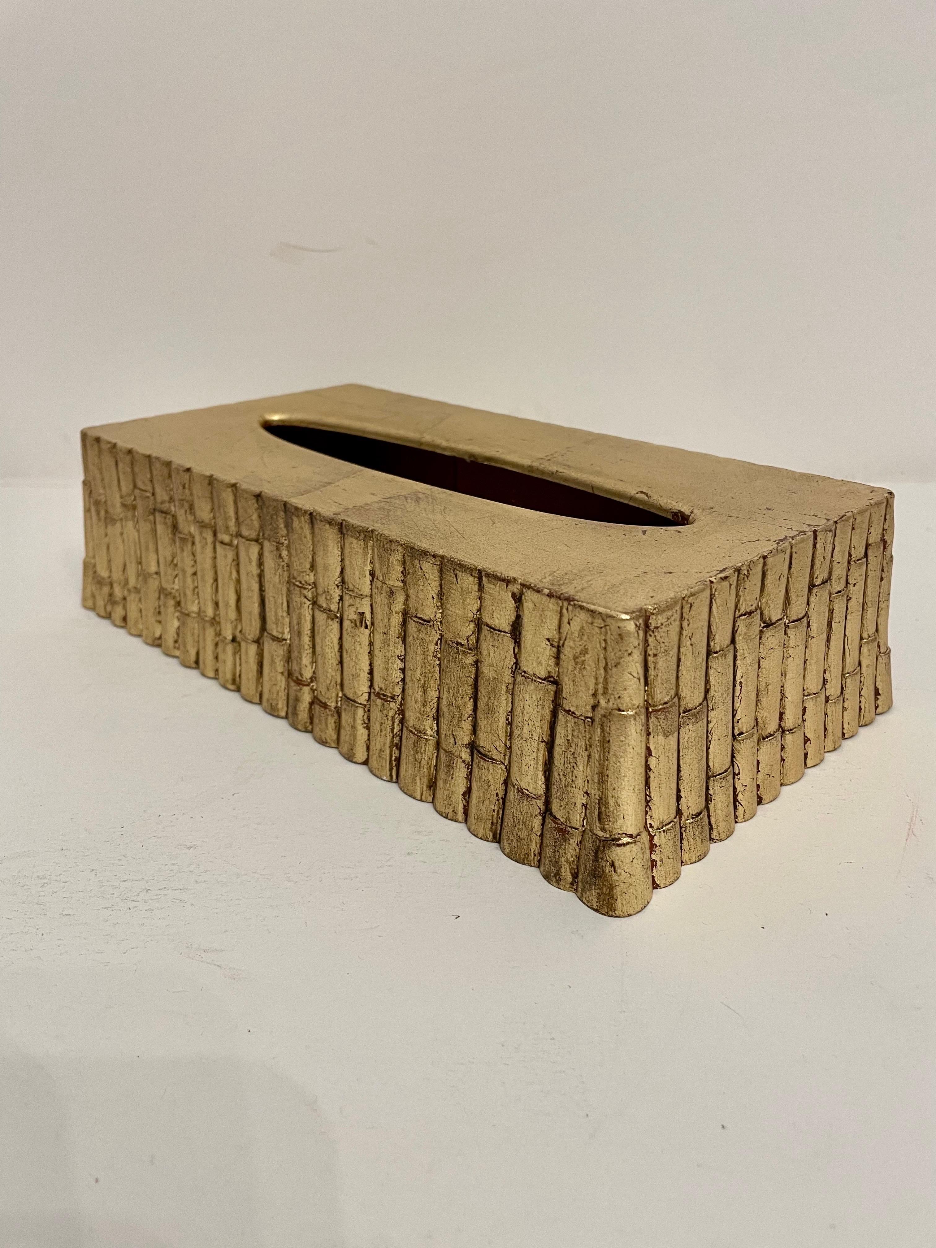 Vergoldete Faux Bamboo Tissue Box (Hollywood Regency) im Angebot