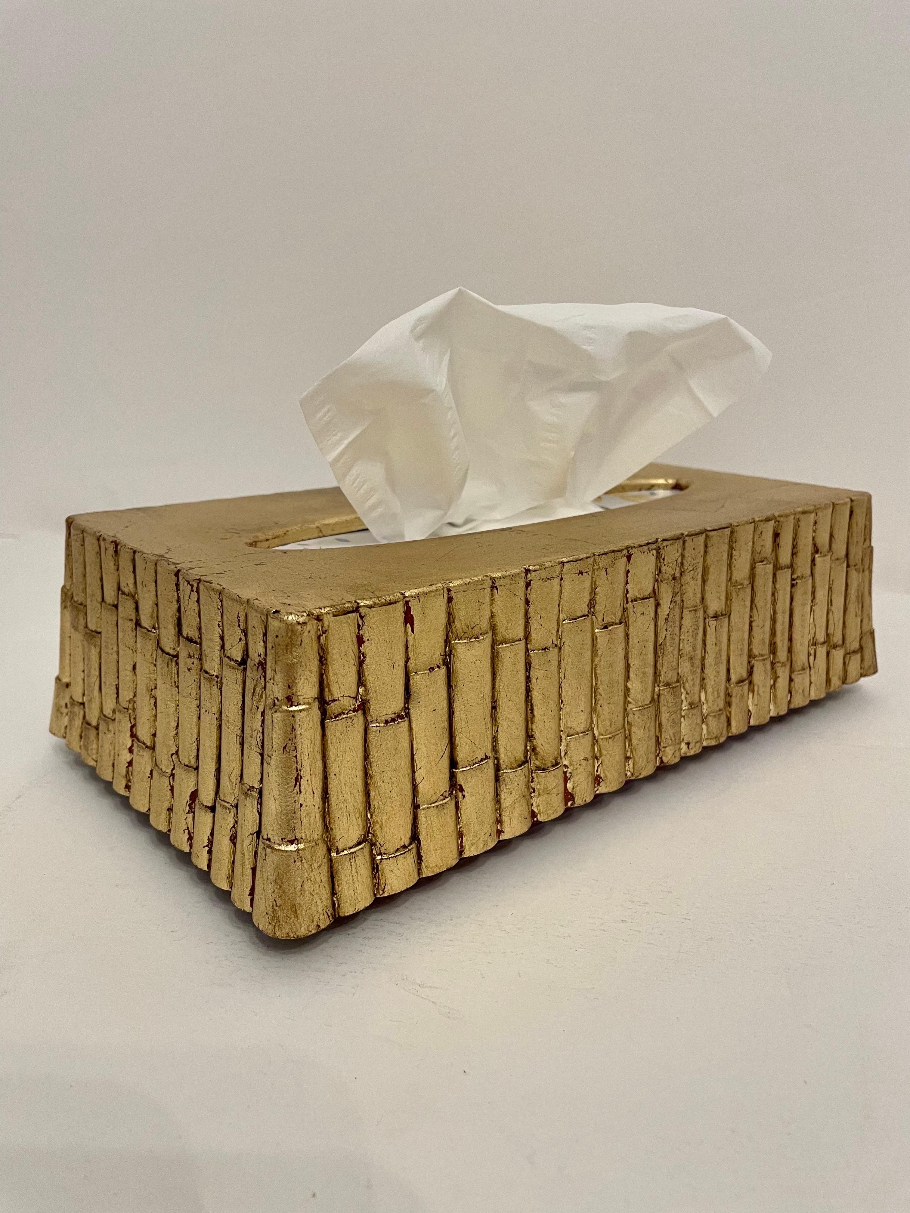 Vergoldete Faux Bamboo Tissue Box im Angebot 1