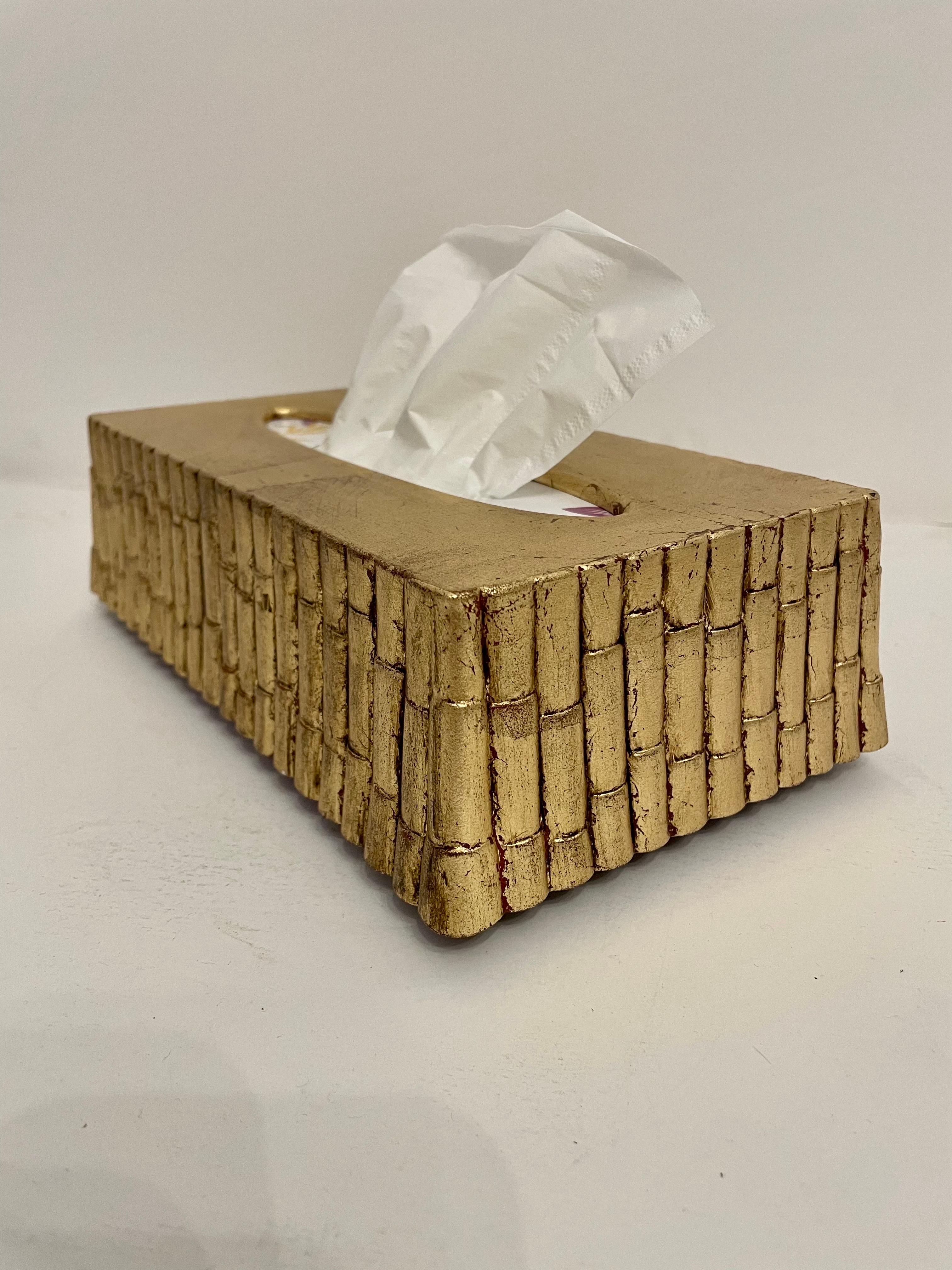 Gilt Faux Bamboo Tissue Box For Sale 2