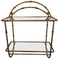 Vintage Gilt Faux Bamboo Two-Tier Wall Shelf