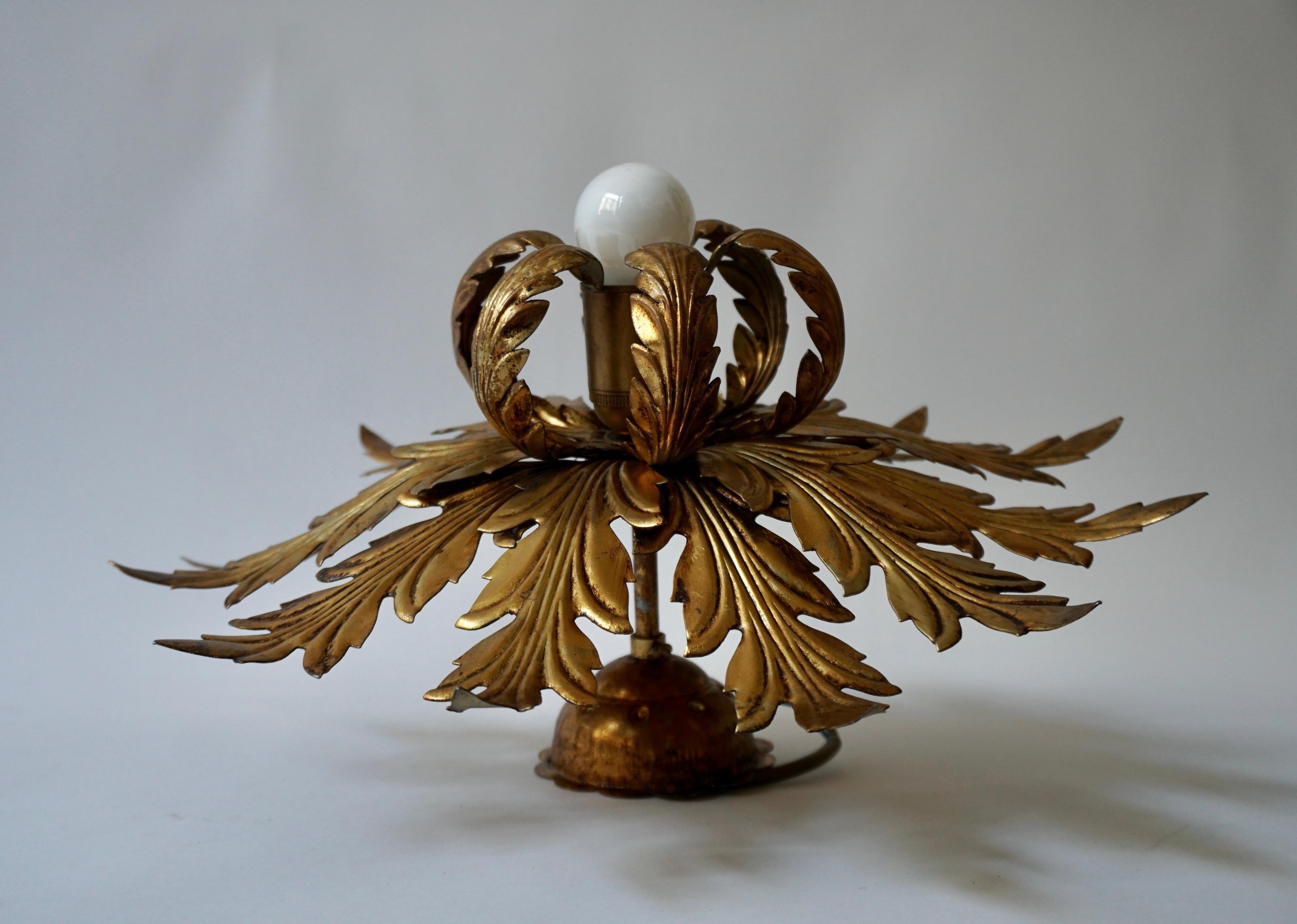 Hollywood Regency Gilt Firenze Wall or ceiling lamp, 1960's For Sale