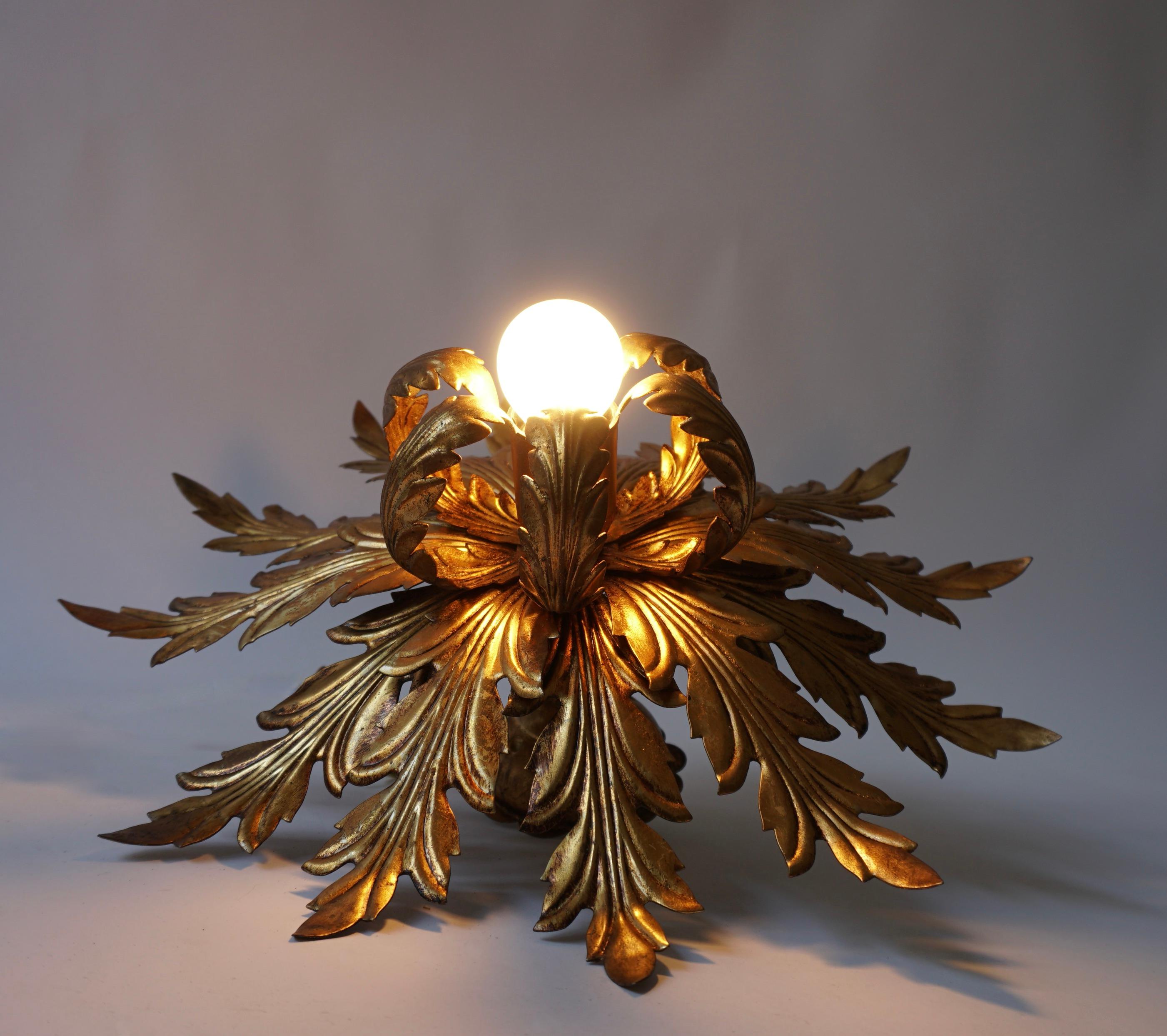 Italian Gilt Firenze Wall or ceiling lamp, 1960's For Sale