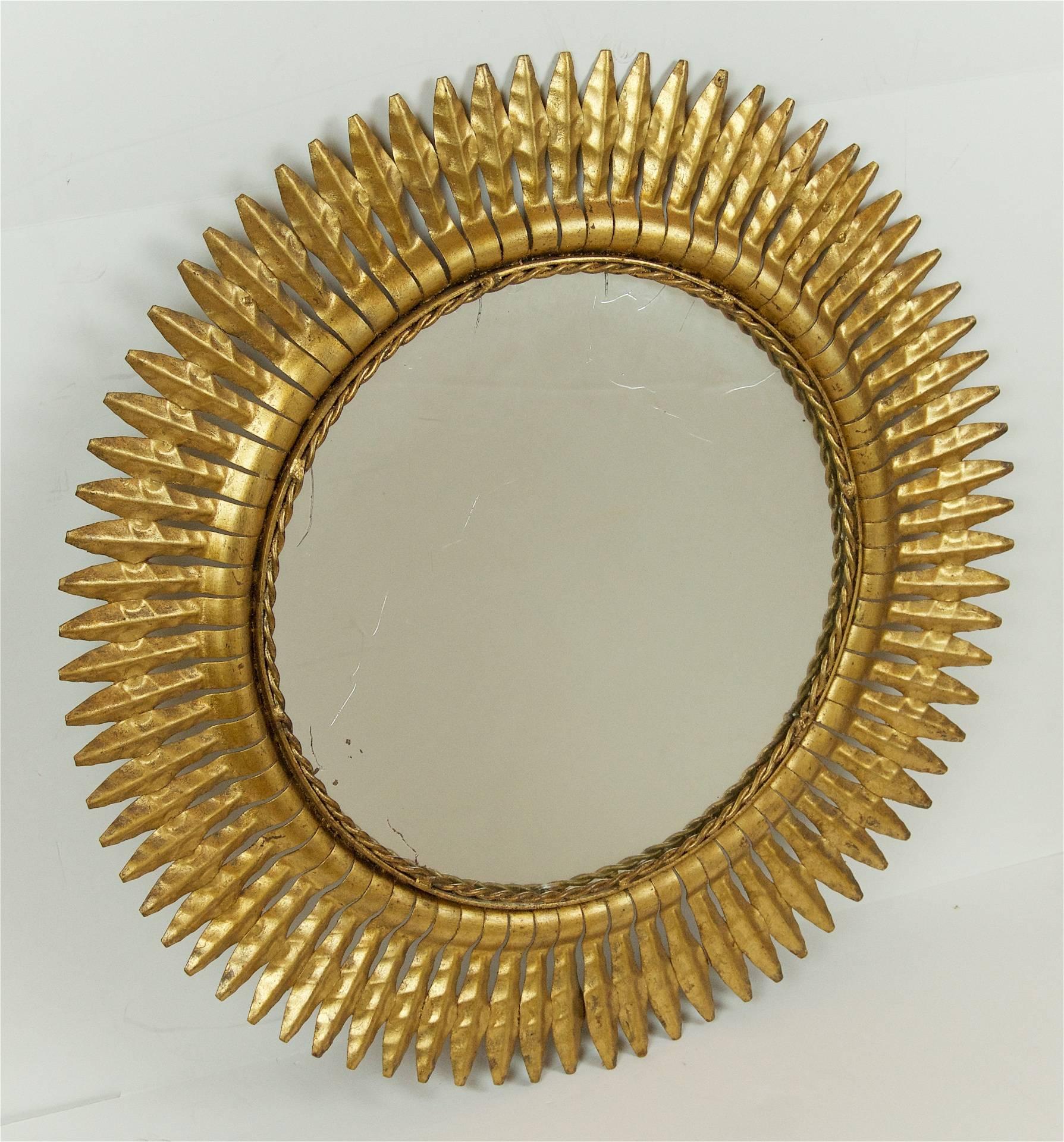 Mid-Century Modern Gilt Floral Midcentury Mirror