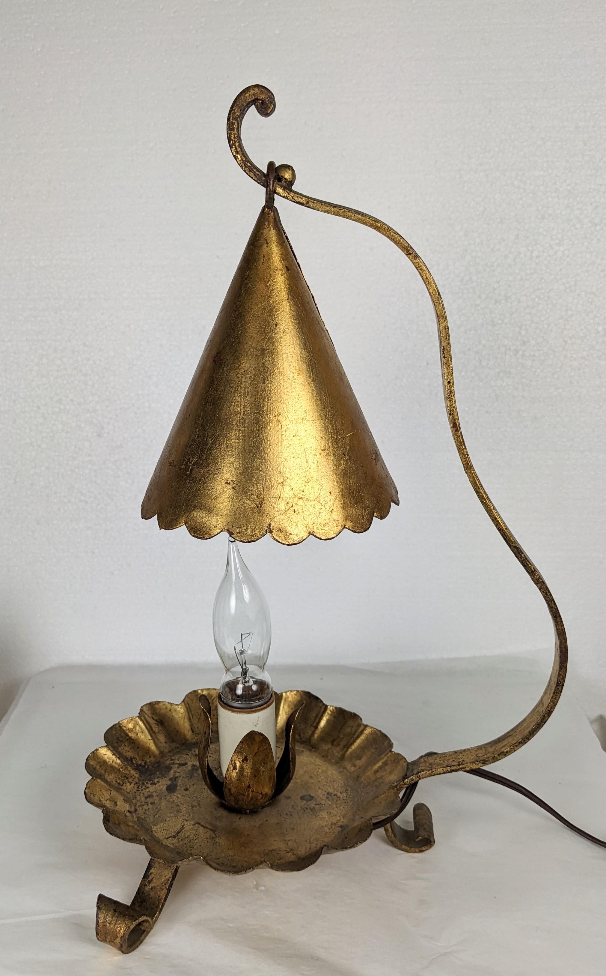 italien Lampe éteignoir à bougie Florentine dorée en vente