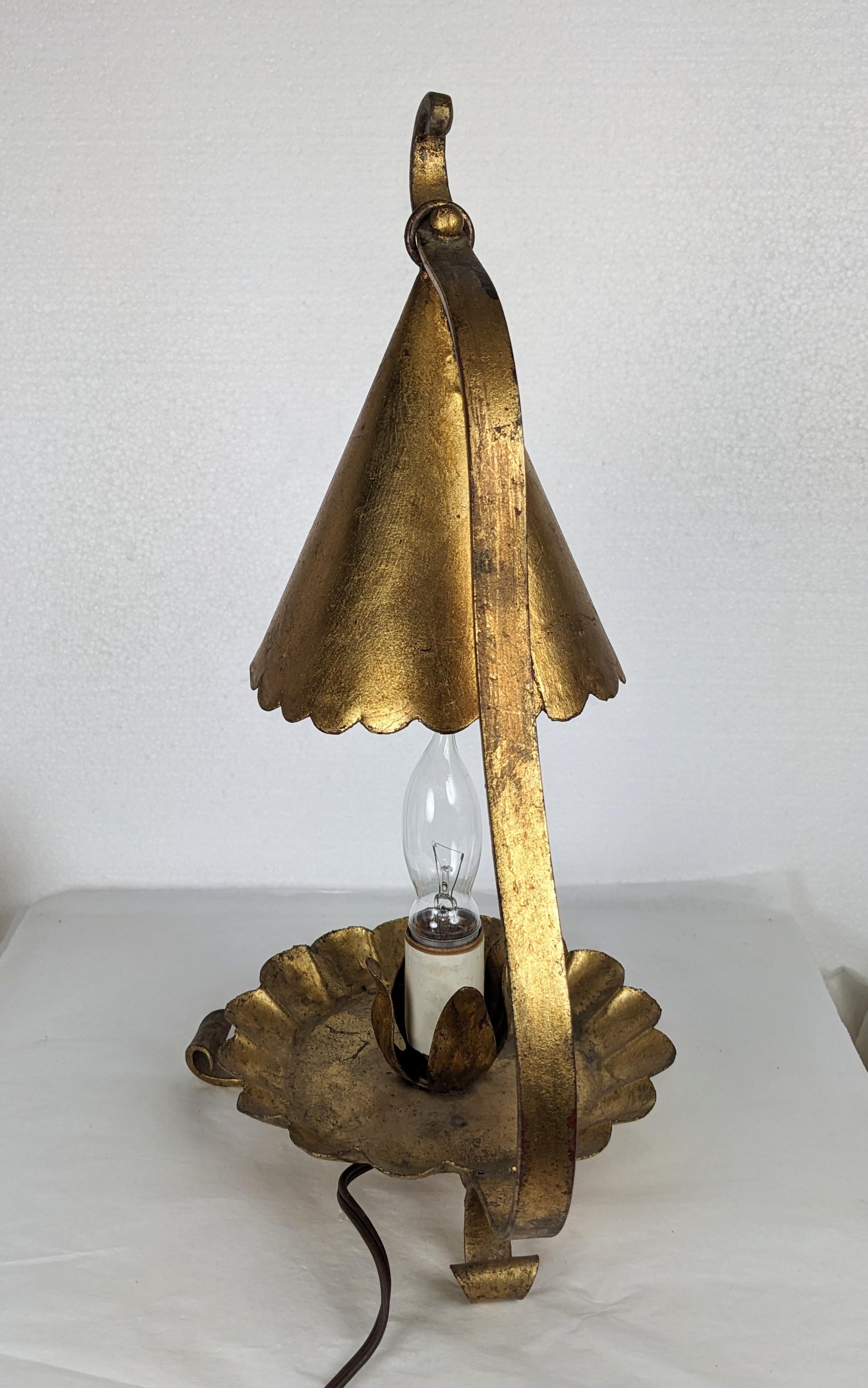 Gilt Florentine Candle Snuffer Lamp In Good Condition For Sale In Riverdale, NY