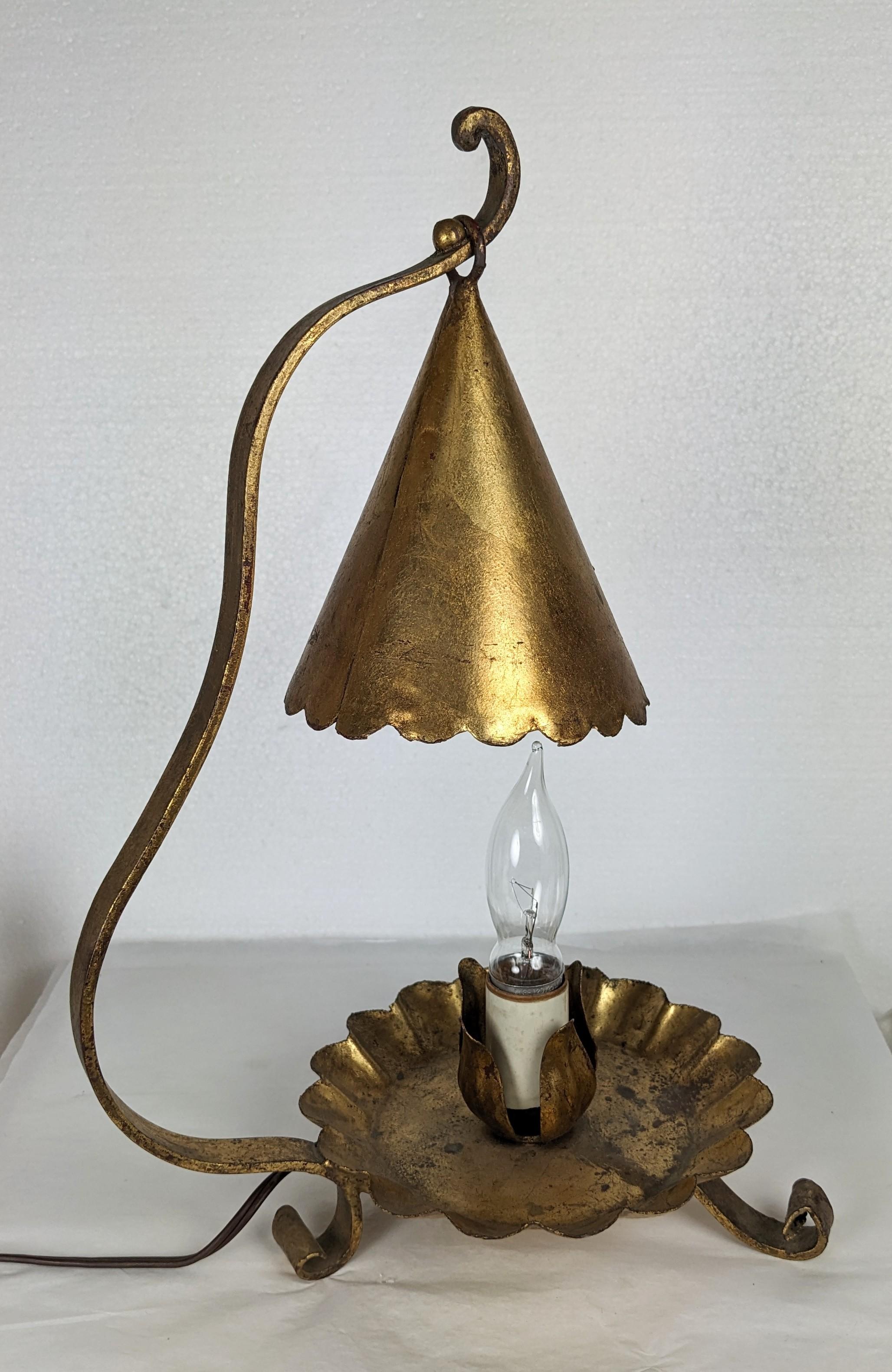 Mid-20th Century Gilt Florentine Candle Snuffer Lamp For Sale