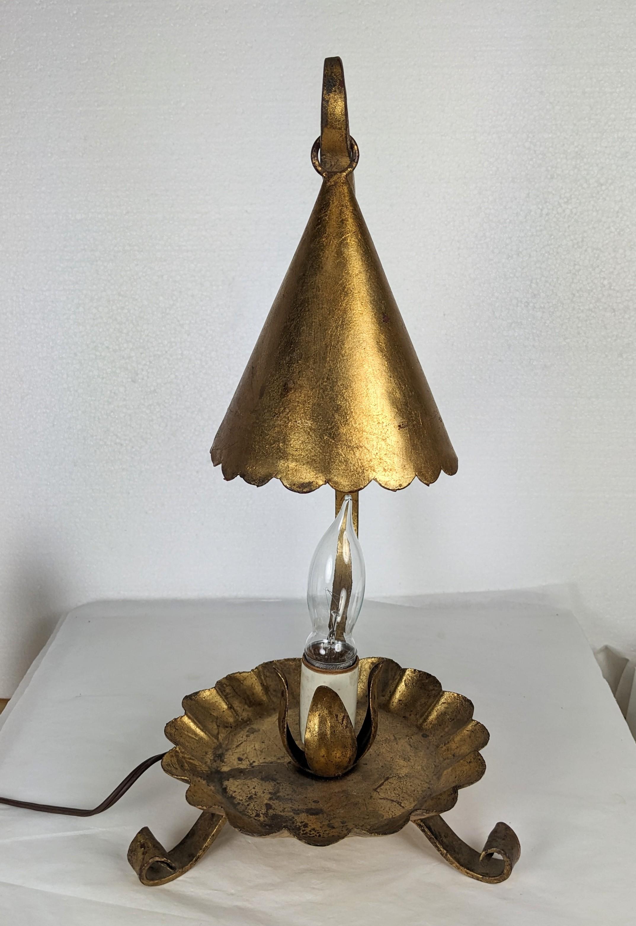 Mid-20th Century Gilt Florentine Candle Snuffer Lamp For Sale