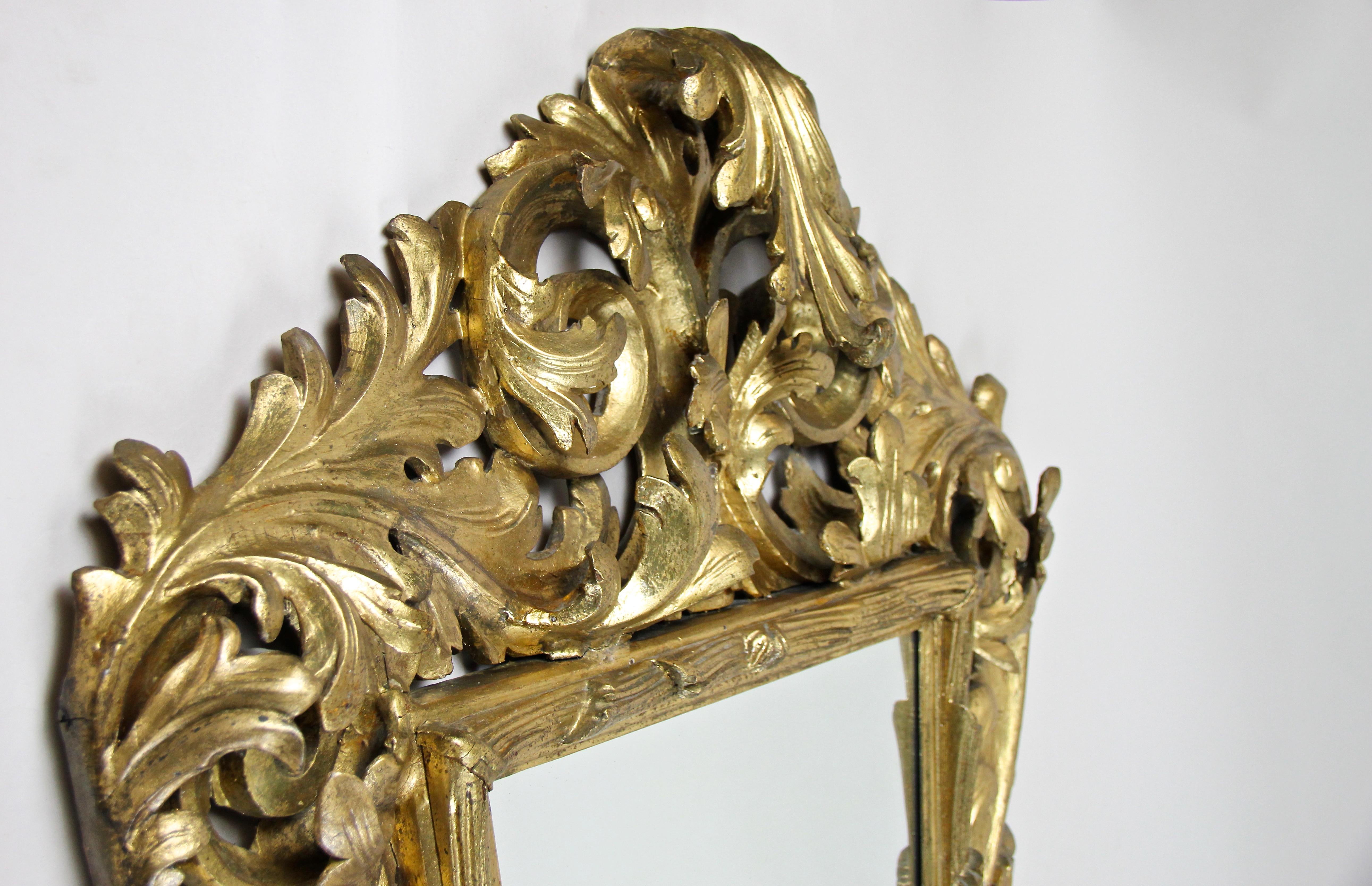 Biedermeier Gilt Florentine Wall Mirror Hand Carved, Austria, circa 1850