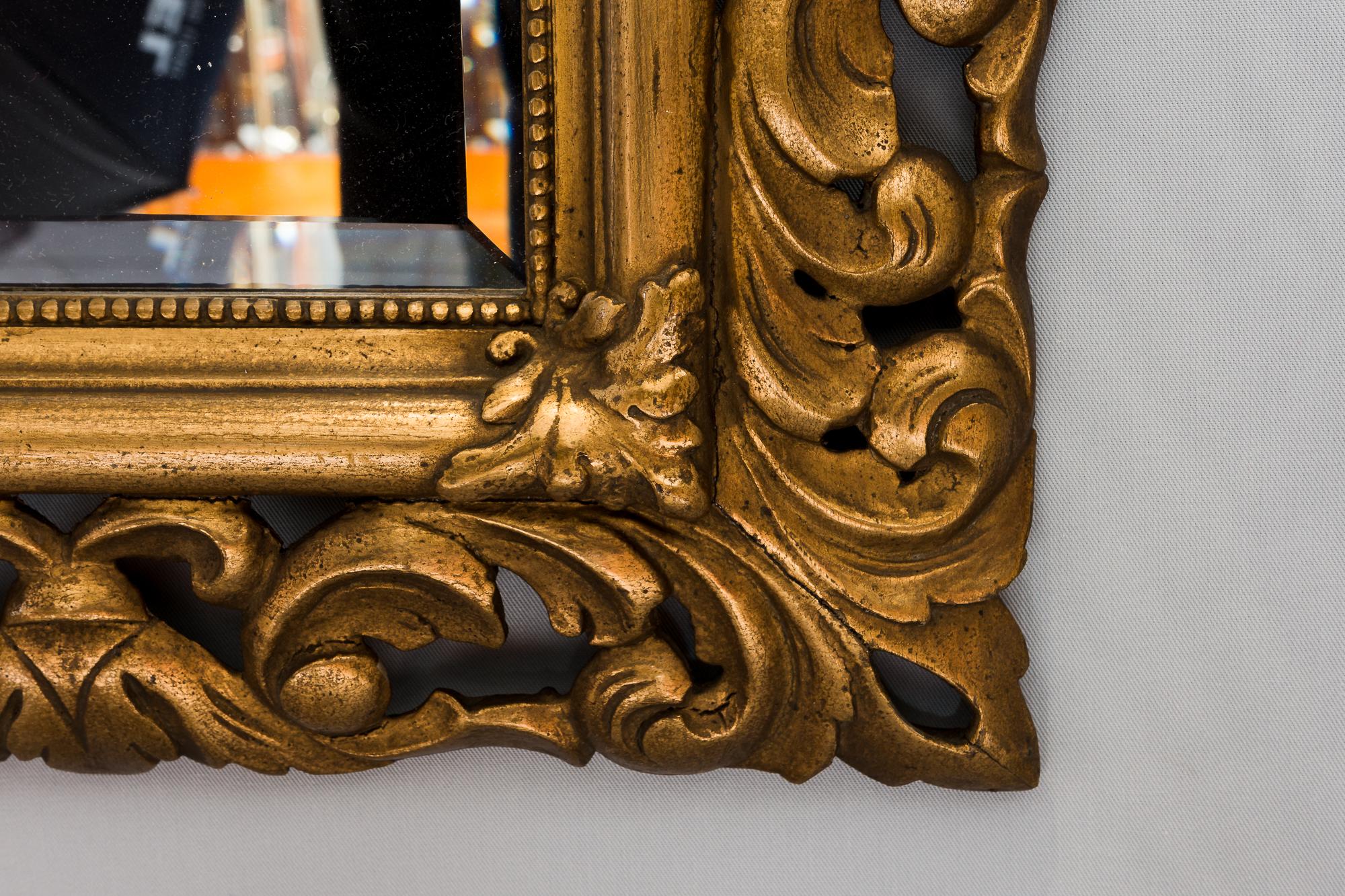 Neoclassical Gilt Florentine Wall Mirror Hand Carved, Austria, circa 1880