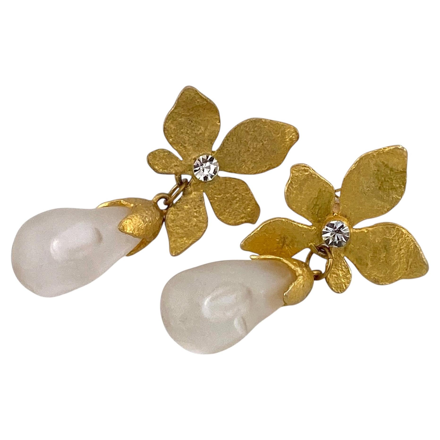 Gilt Flower With Lucite Dangle Earrings From Musée Des Arts Décoratifs