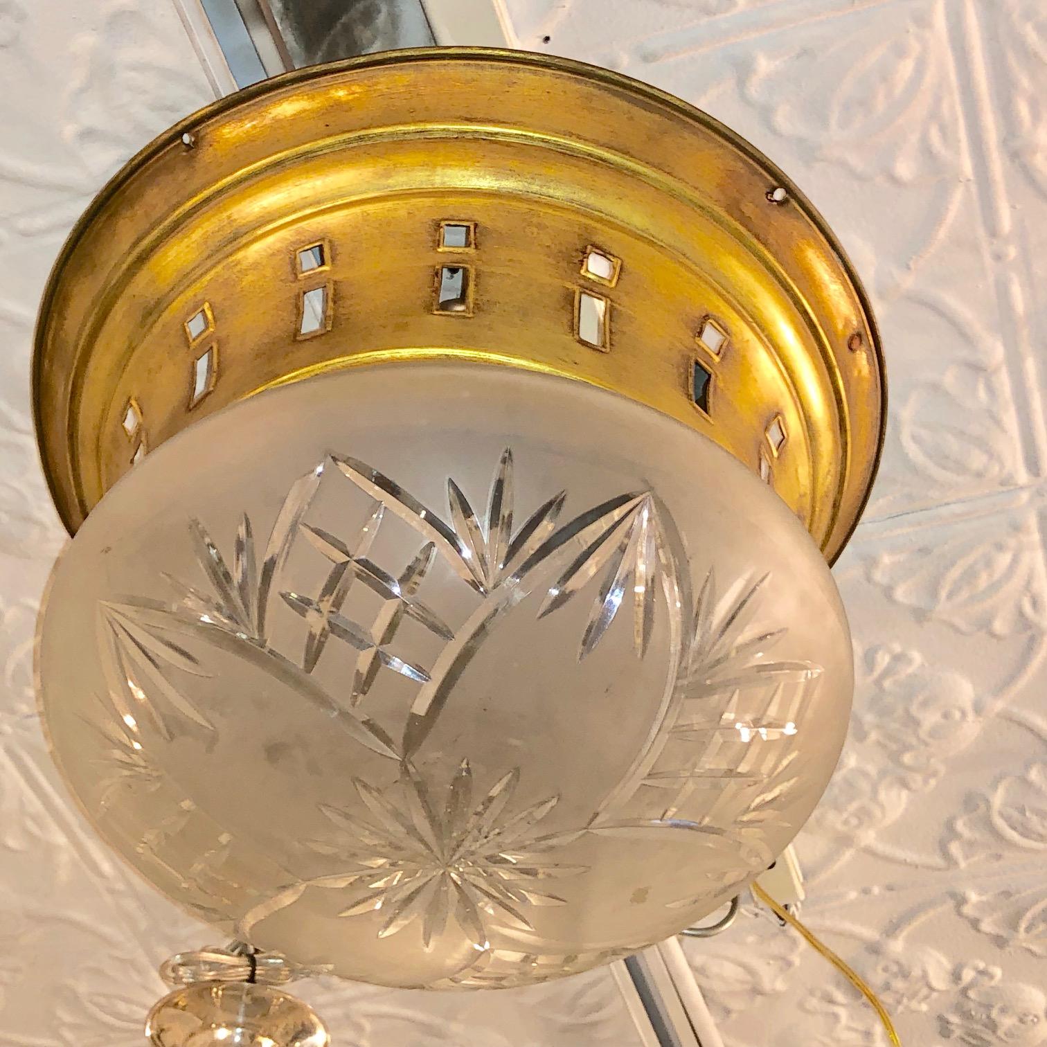 Gilt Flush Mounted Light Fixture In Good Condition For Sale In New York, NY