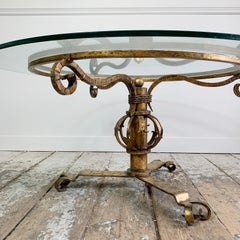 Gilt Forged Iron Spanish Brutalist Coffee Table