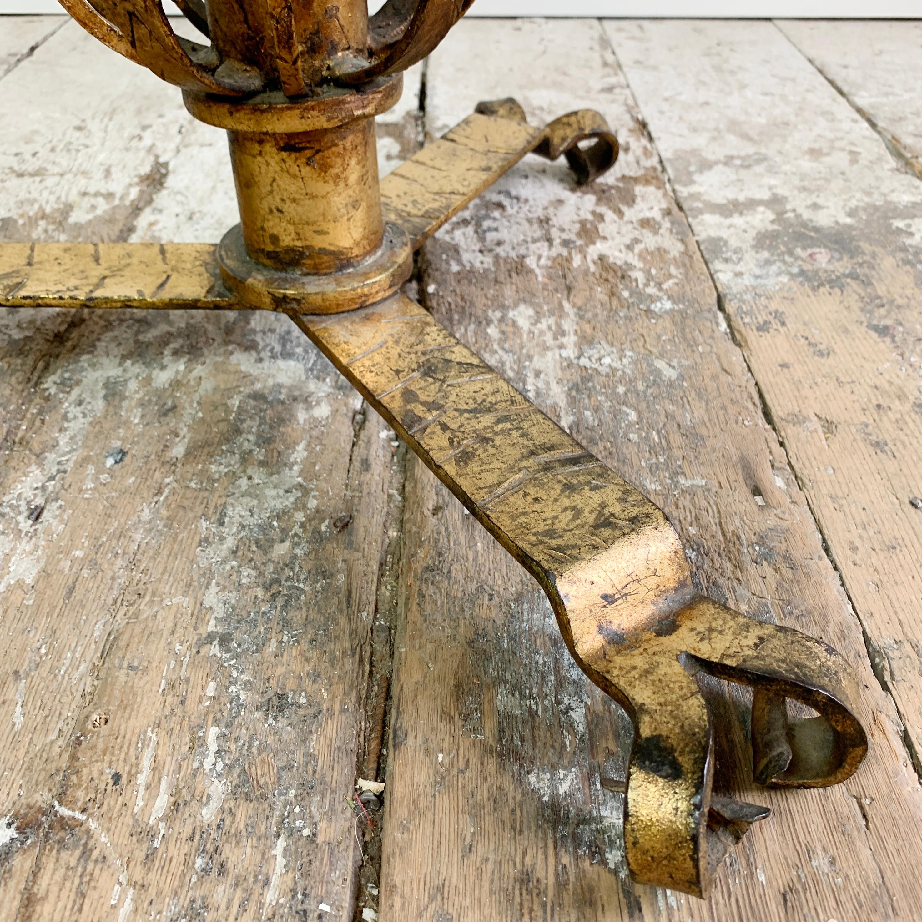 Gilt Forged Iron Spanish Brutalist Coffee Table In Good Condition In Hastings, GB