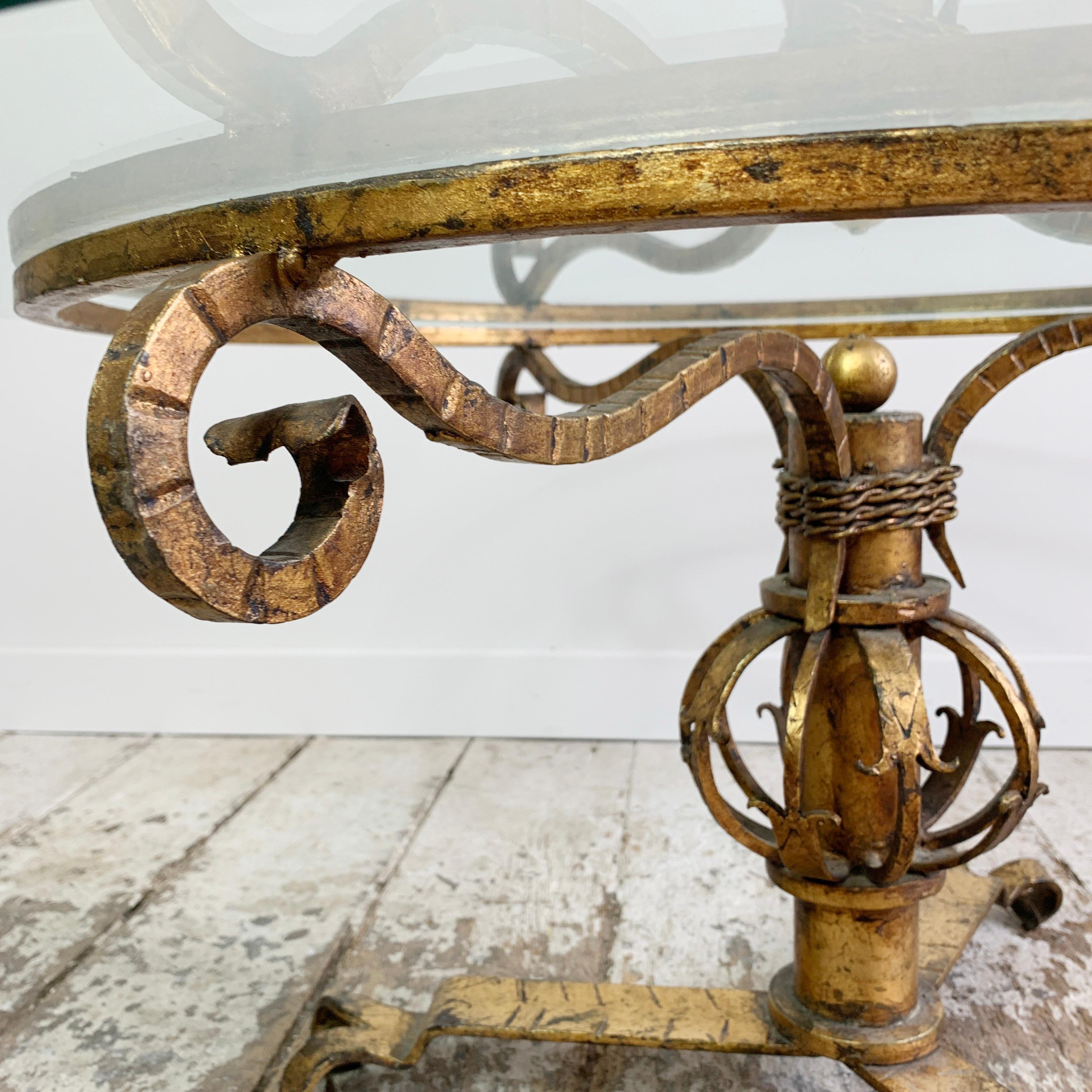 Gilt Forged Iron Spanish Brutalist Coffee Table 1