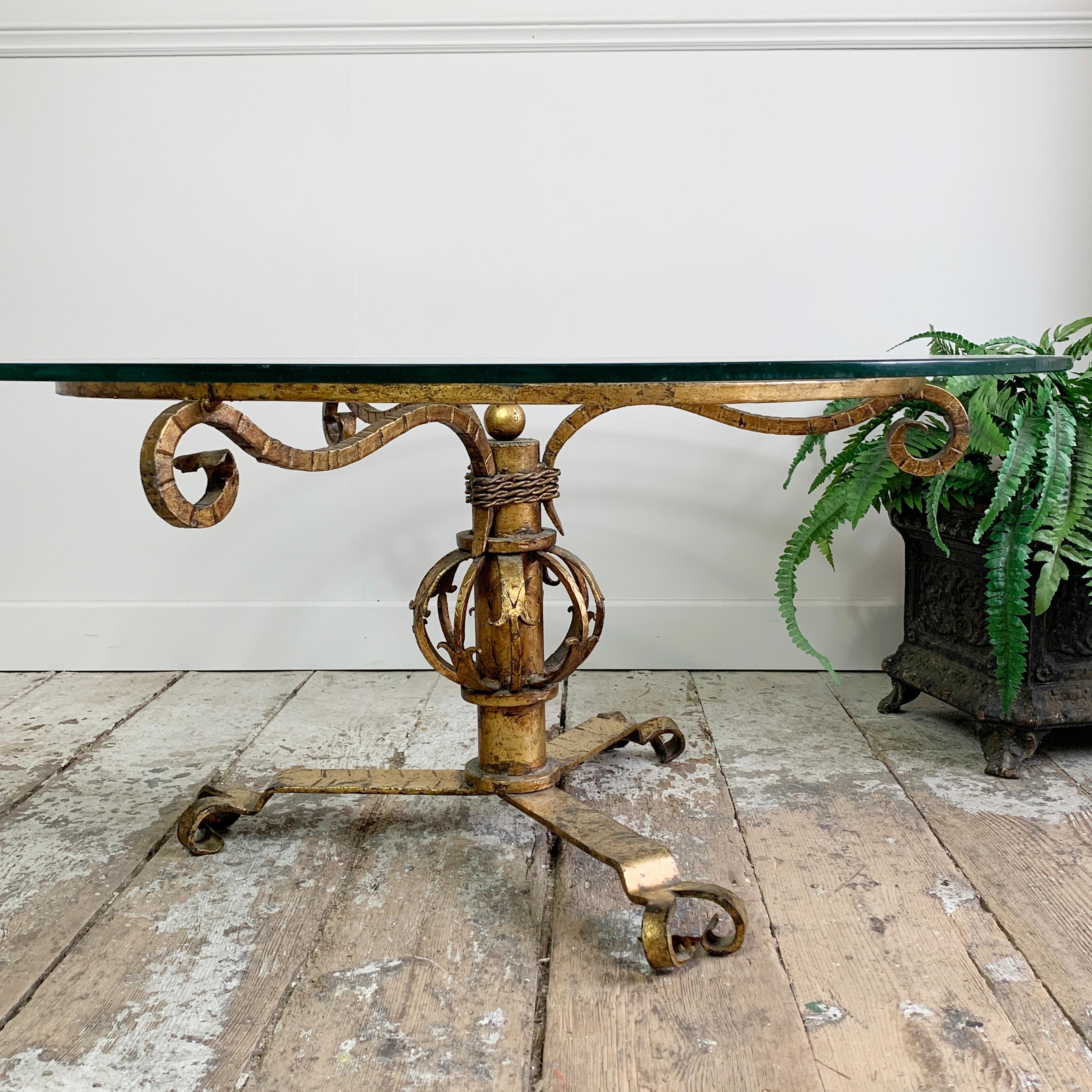 Gilt Forged Iron Spanish Brutalist Coffee Table 2