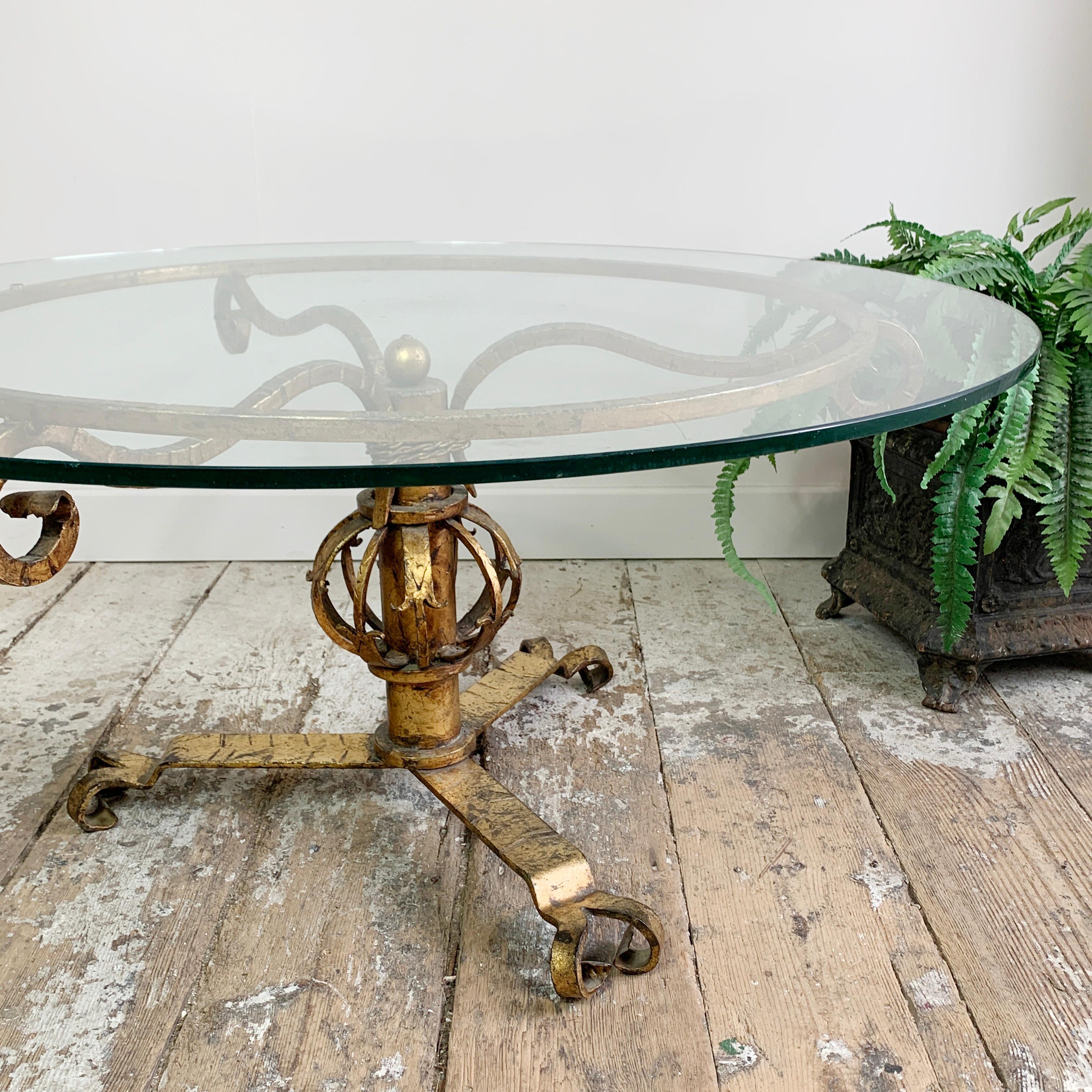 Gilt Forged Iron Spanish Brutalist Coffee Table 4