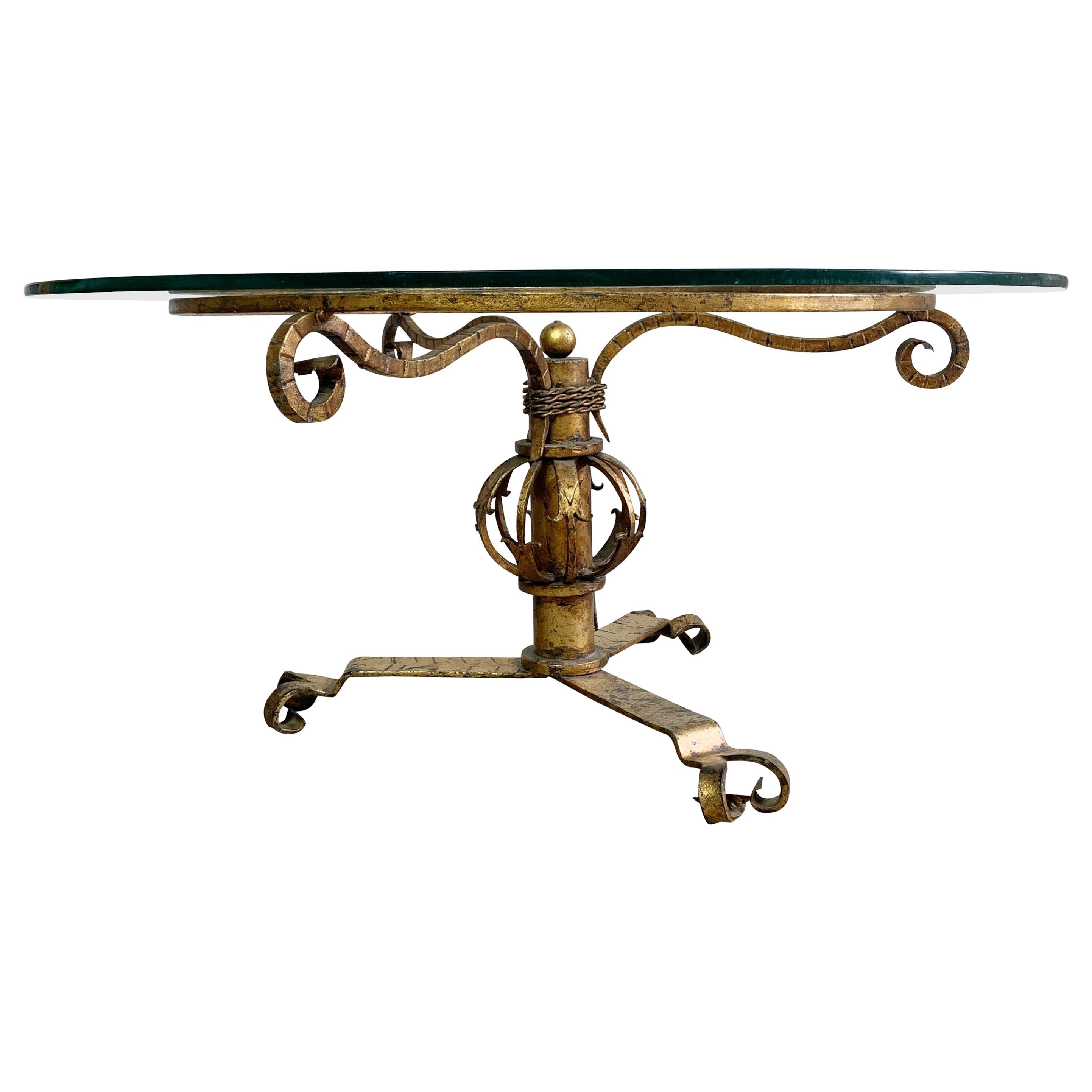 Gilt Forged Iron Spanish Brutalist Coffee Table